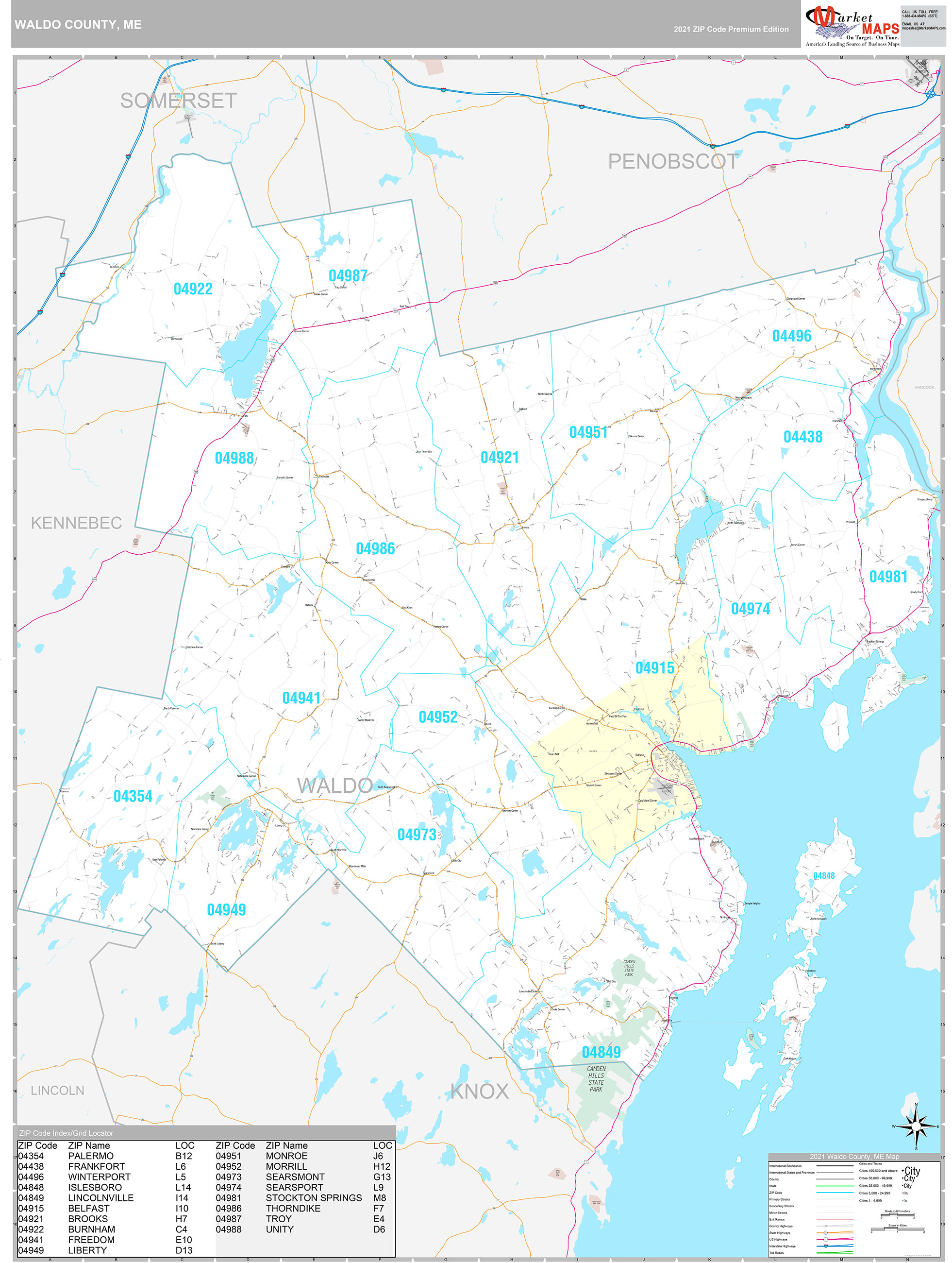 Waldo County Me Wall Map Color Cast Style By Marketma vrogue.co
