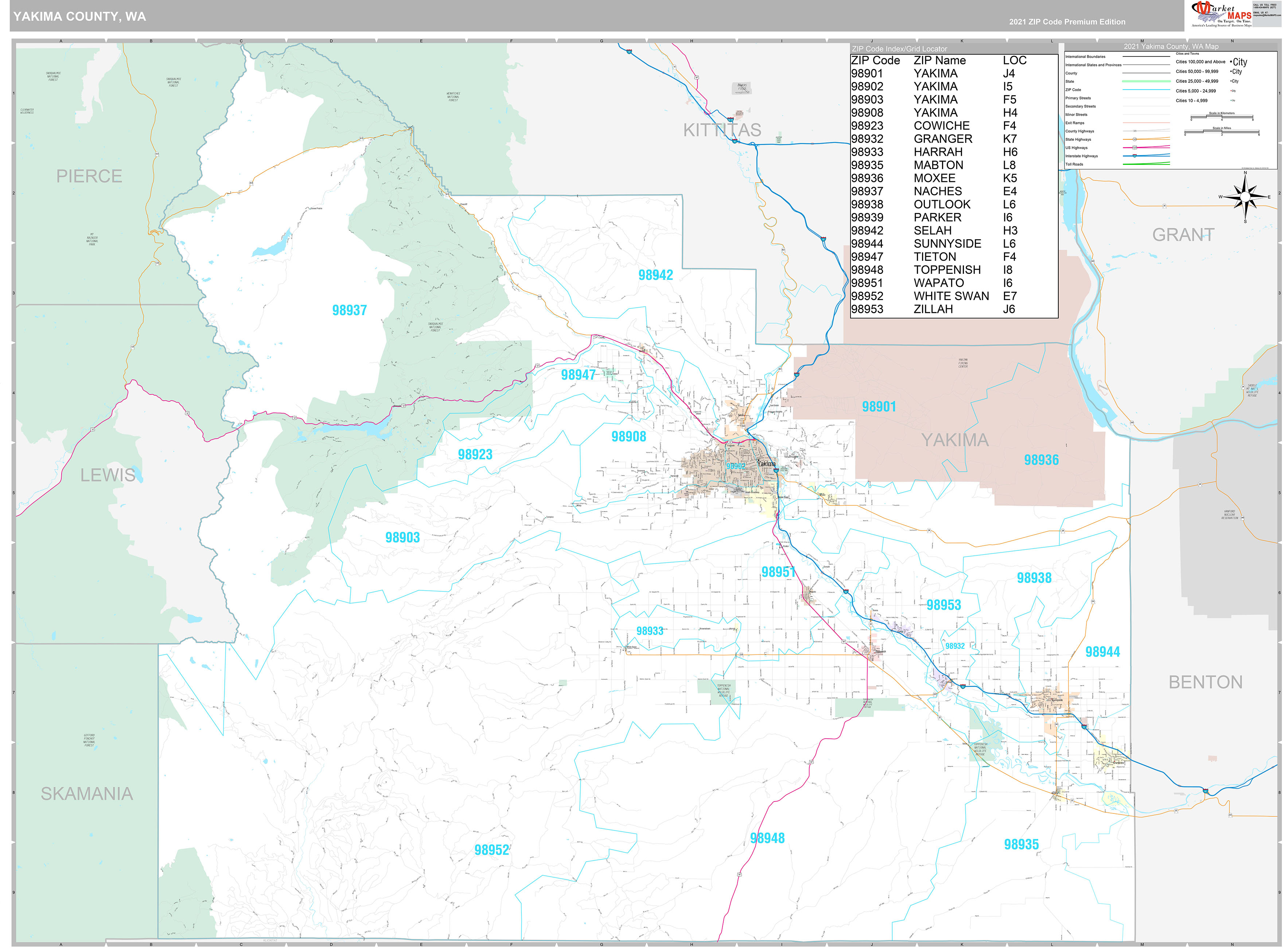 Washington State Map Yakima - London Top Attractions Map