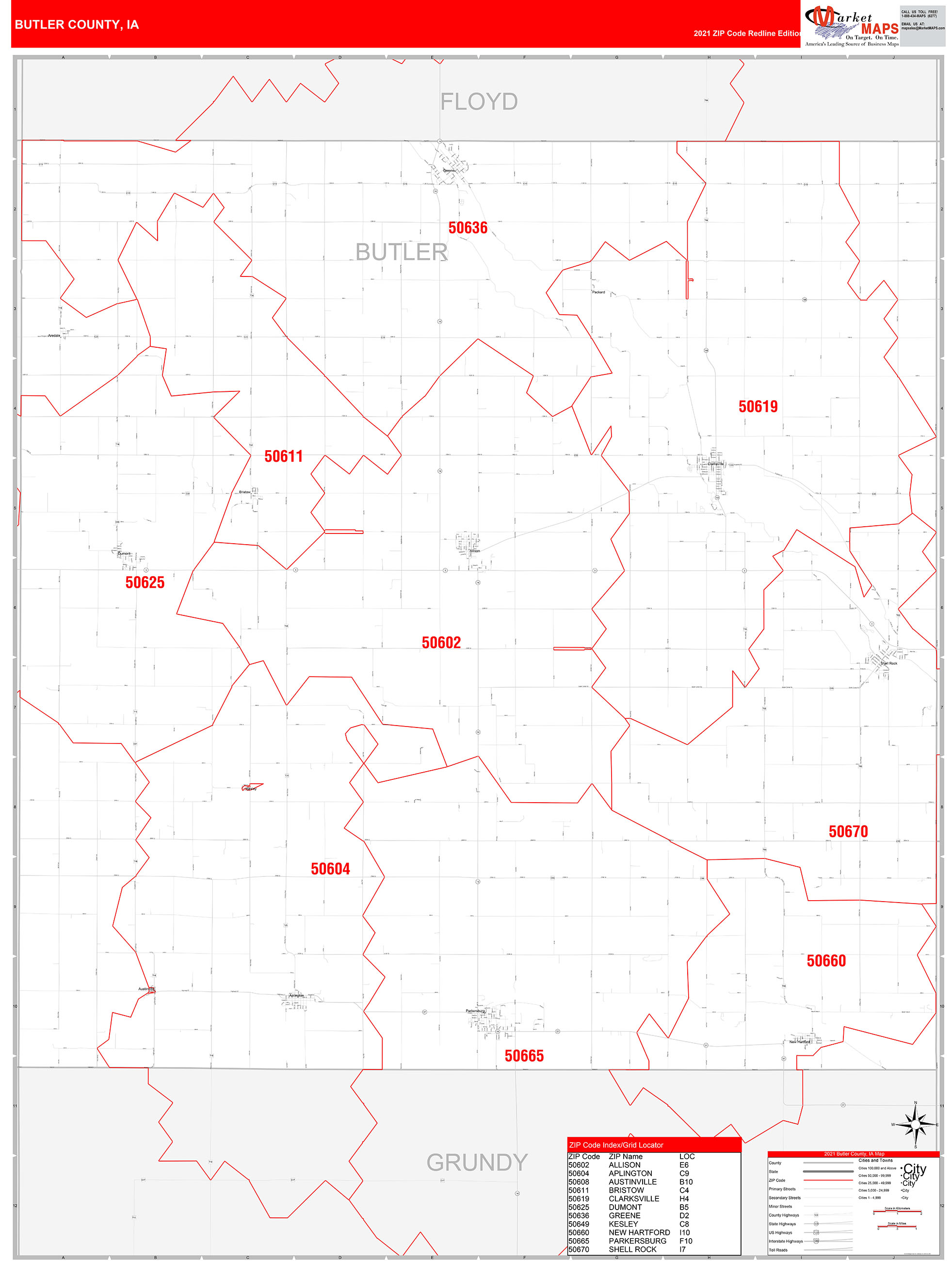 Butler County Zip Code Map - Map of world