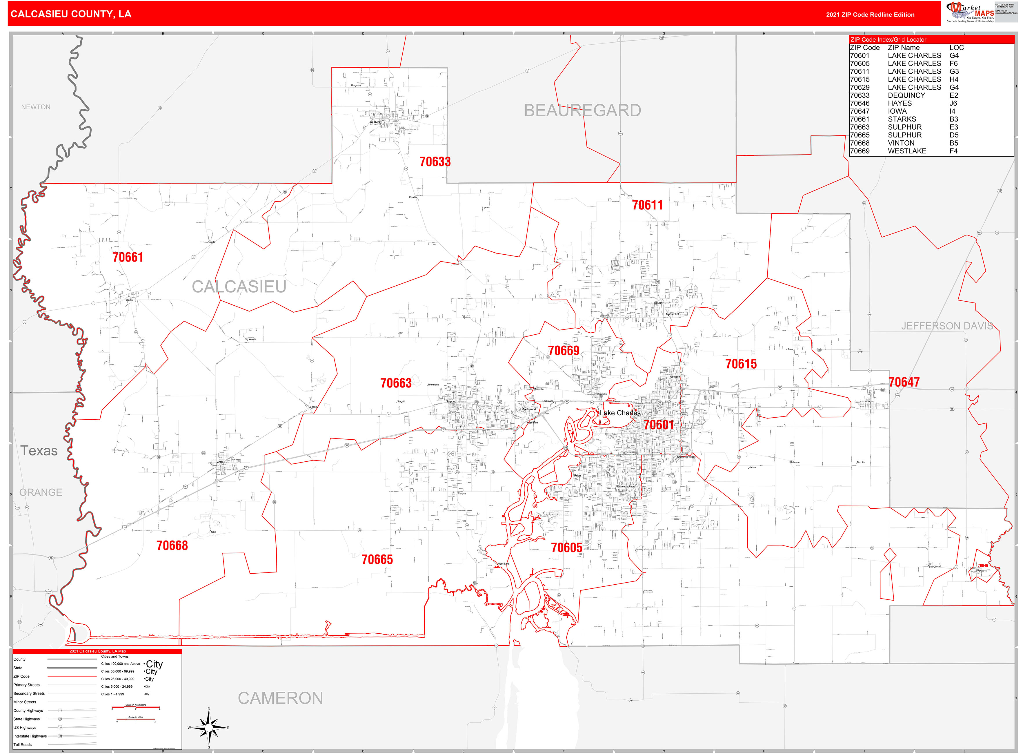 Caddo County La Zip Code Wall Map Red Line Style By M vrogue.co