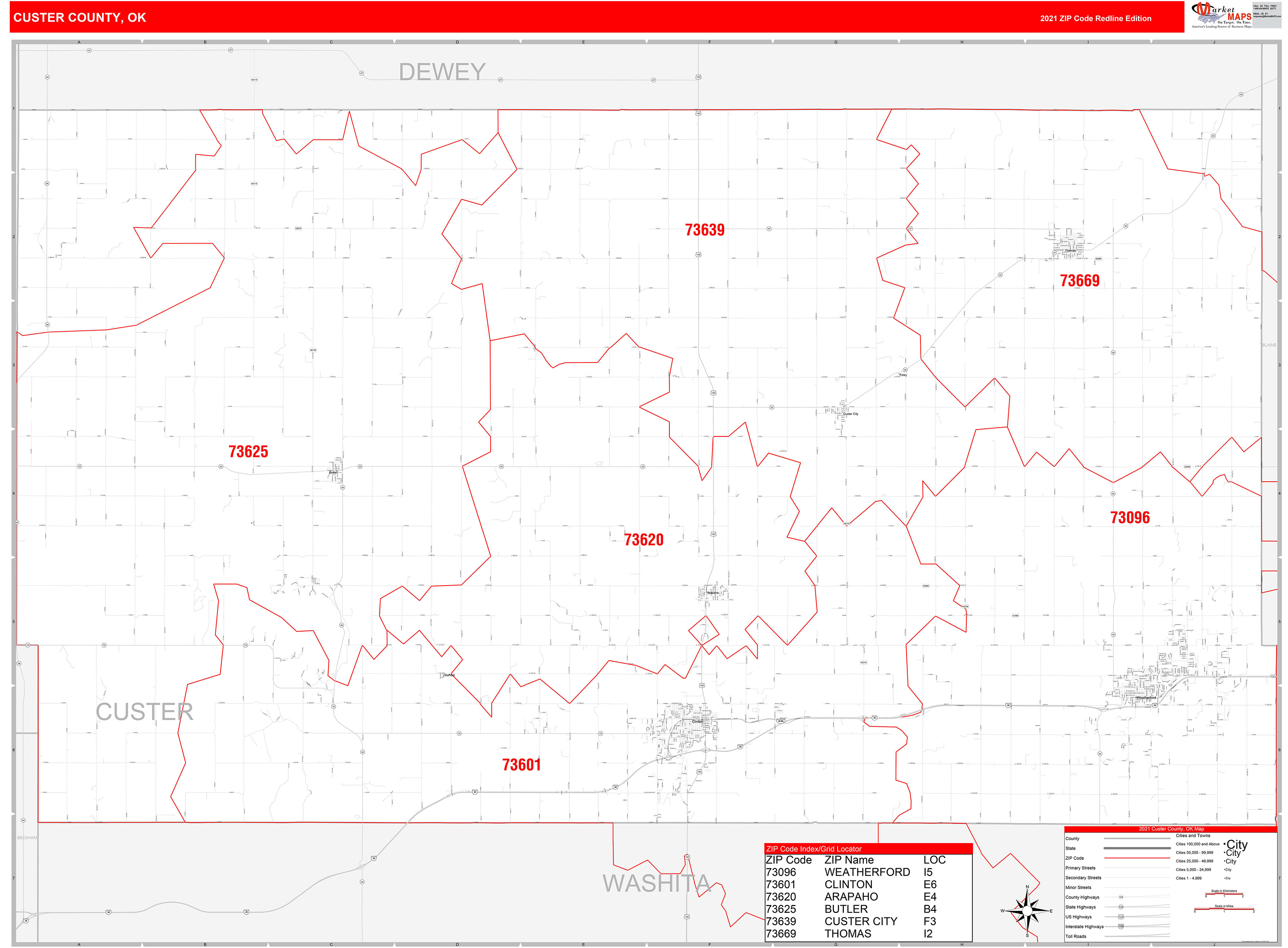 Caddo County Ok Zip Code Wall Map Red Line Style By M vrogue.co