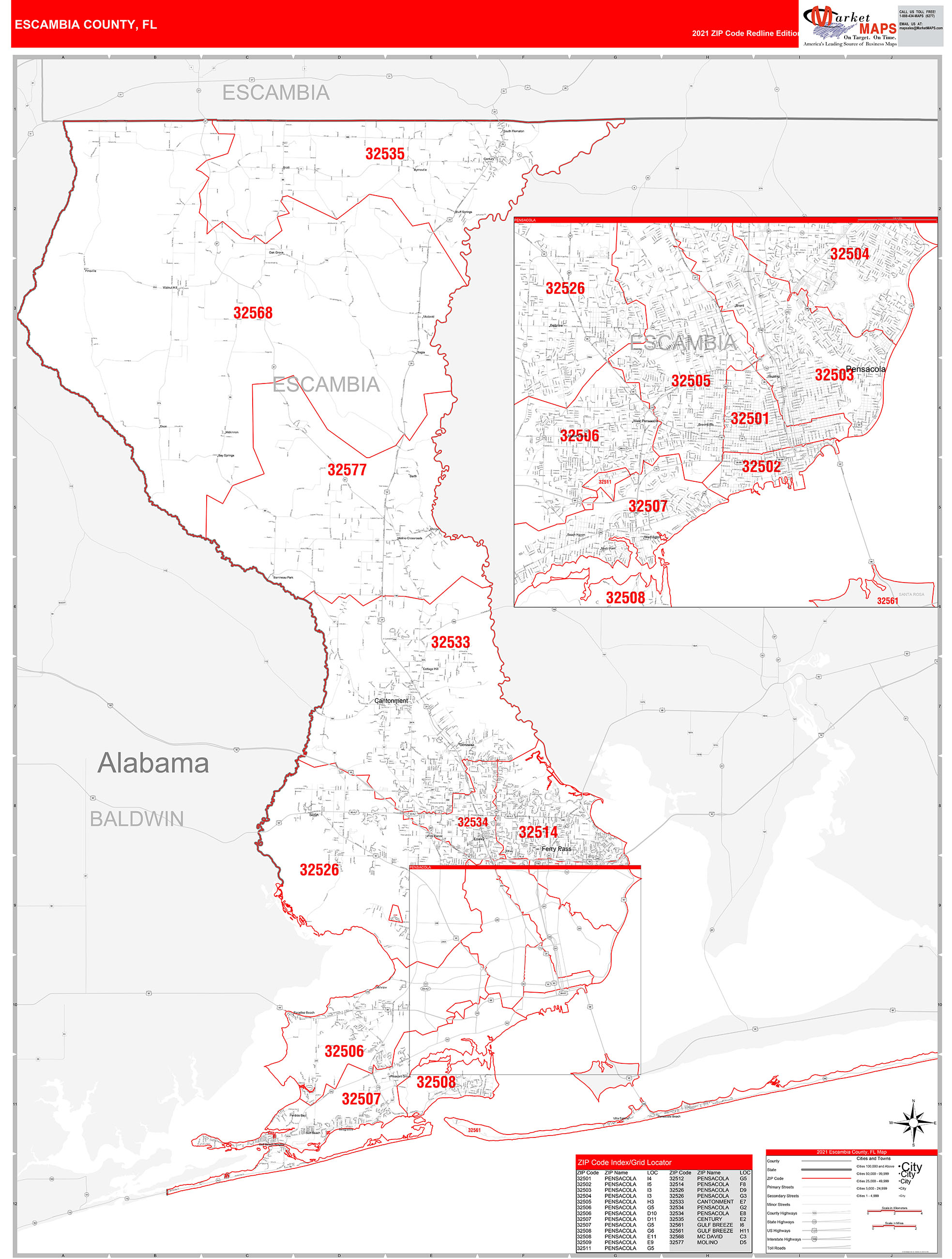 Escambia County Zip Code Map