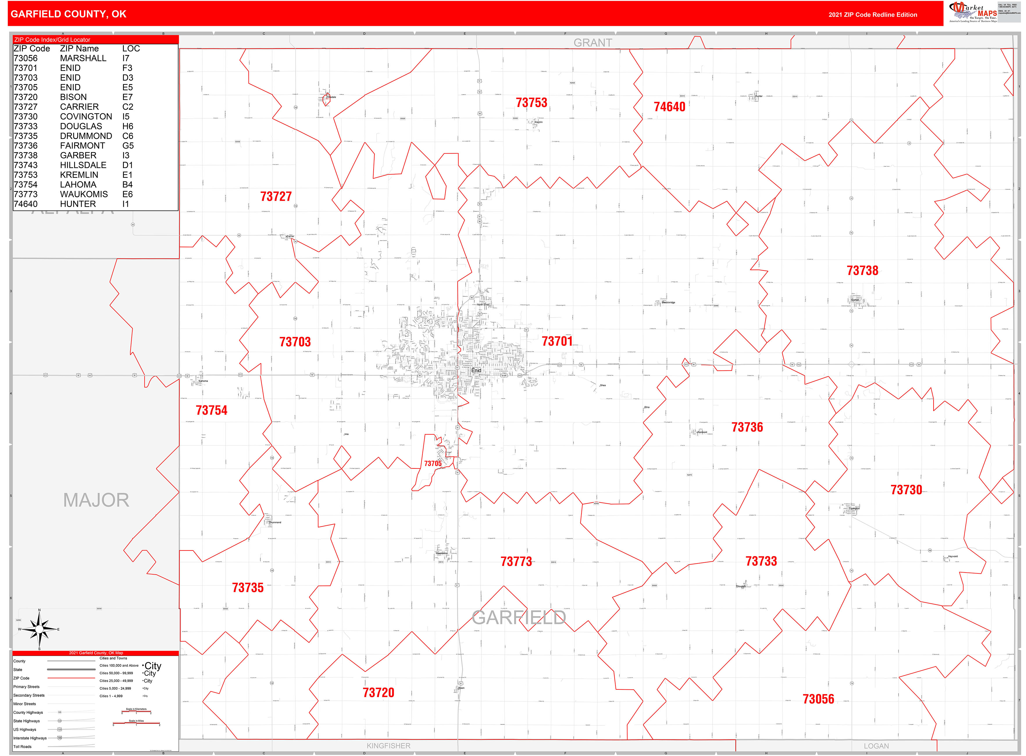 Garfield County Mt Zip Code Wall Map Red Line Style By Marketmaps