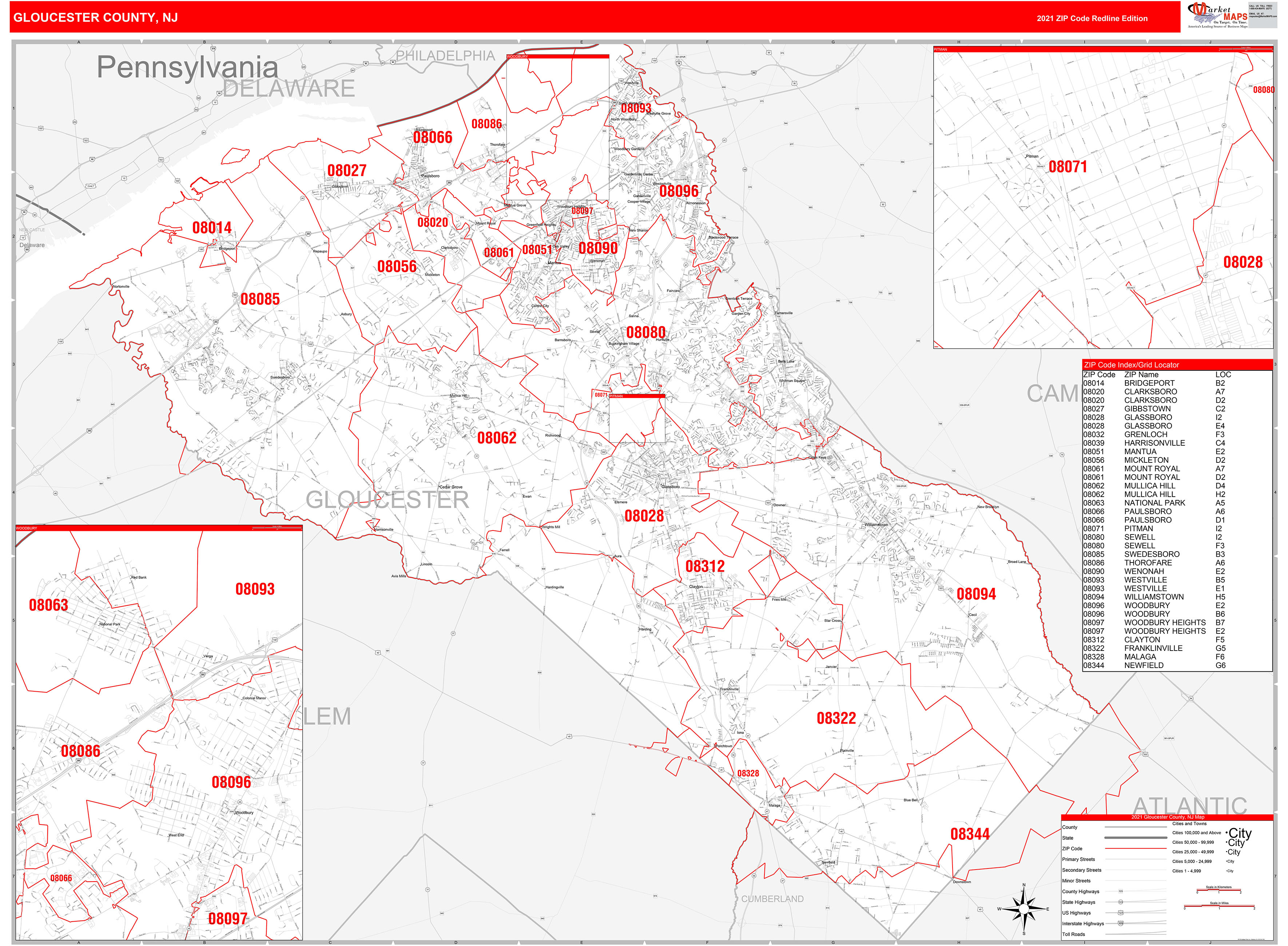 Zip Code Wall Map Of Gloucester City Nj Zip Code Map Laminated Amazon ...