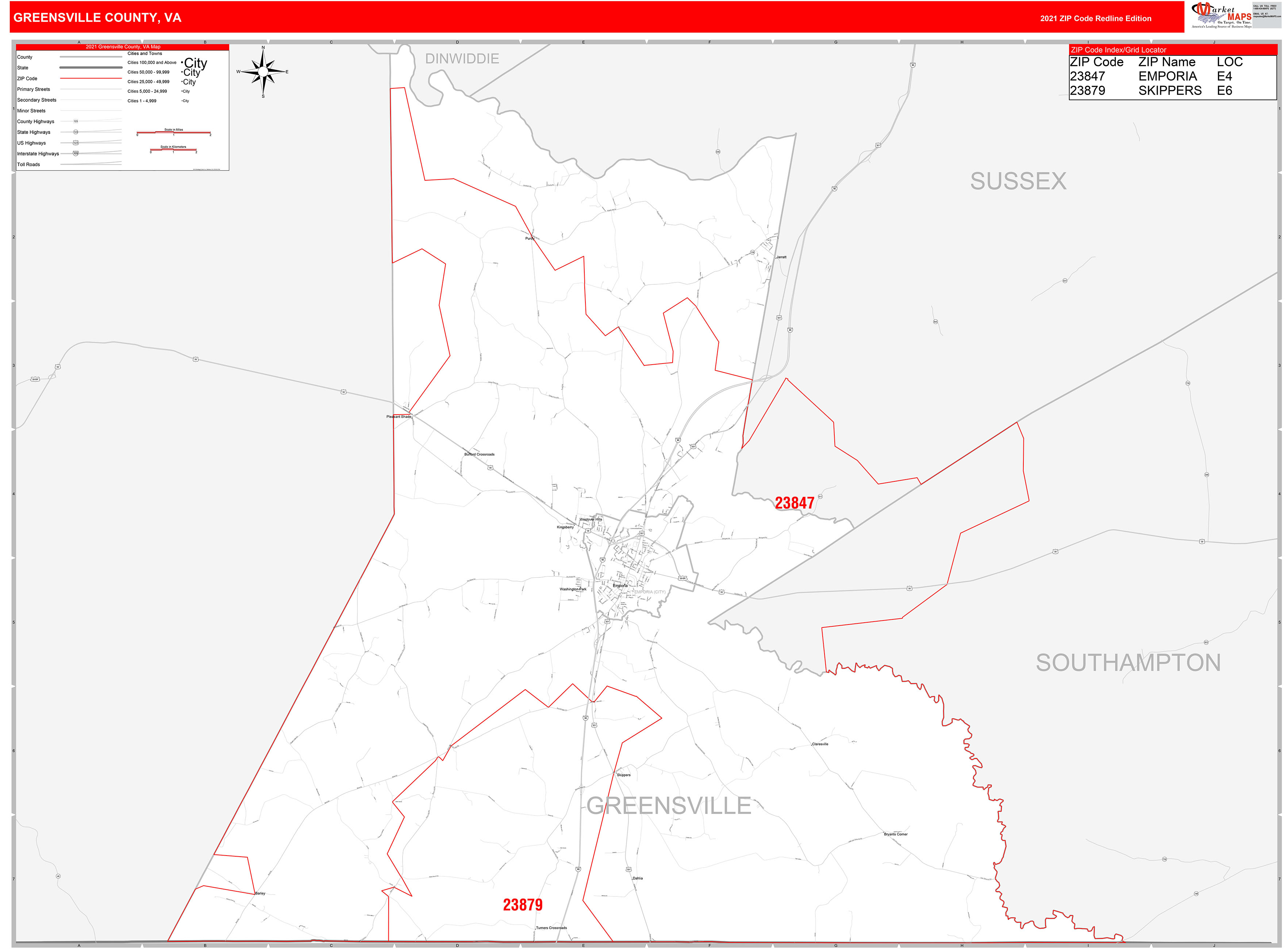 Greensville County, VA Zip Code Wall Map Red Line Style by MarketMAPS Greensville County, VA Zip Code Wall Map Red Line Style by MarketMAPS