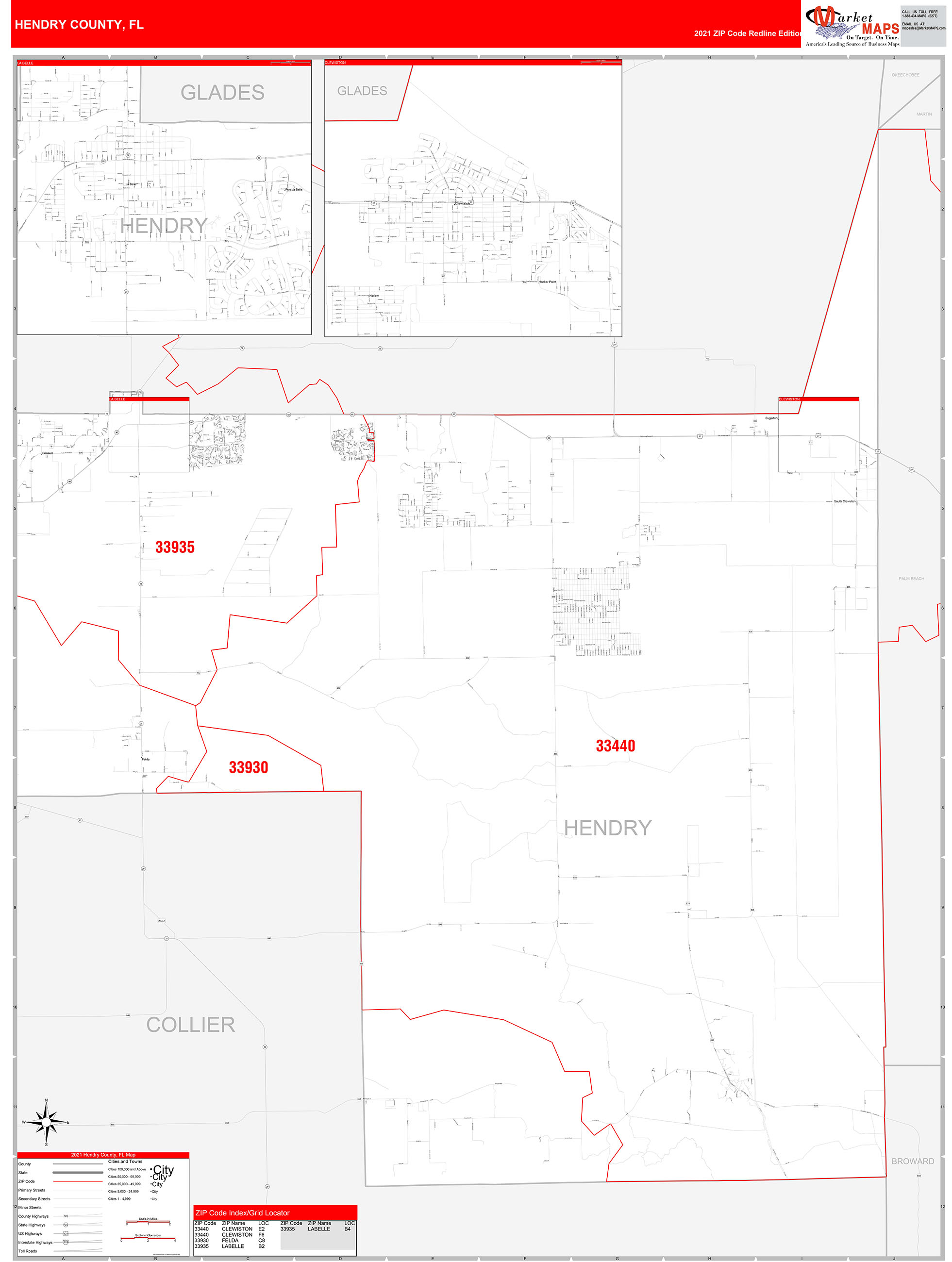 Hendry County FL Zip Code Wall - Hendry FL