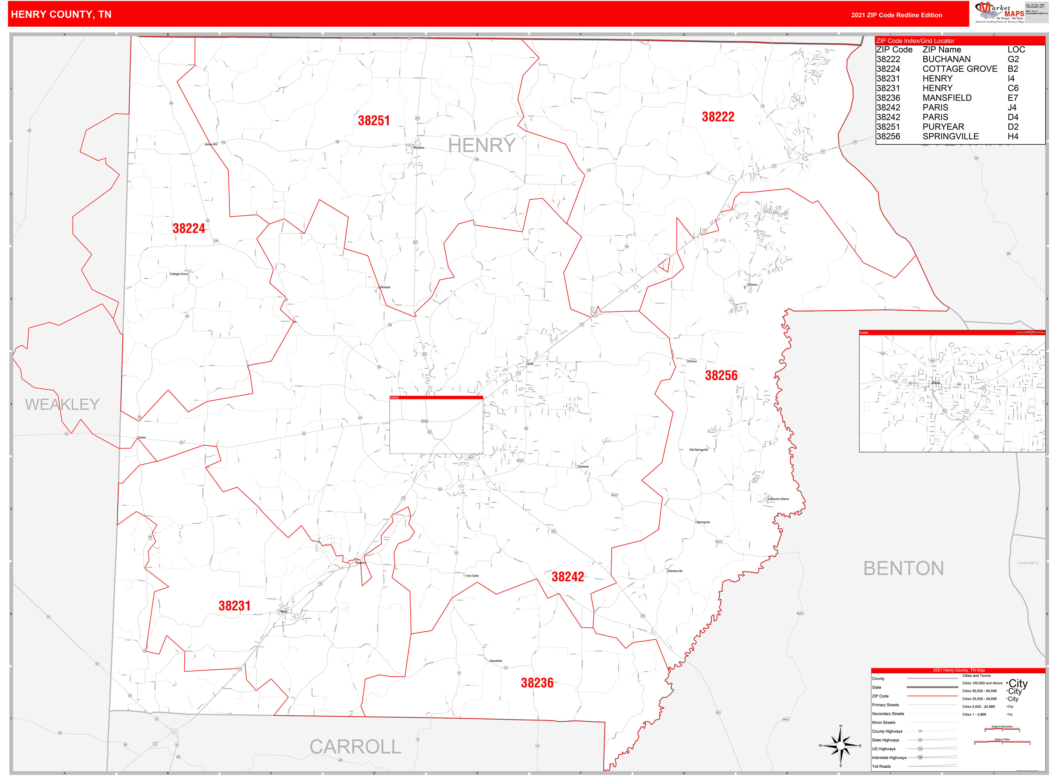 Greene County, Tn Zip Code Wall Map Red Line Style By Marketmaps CC3