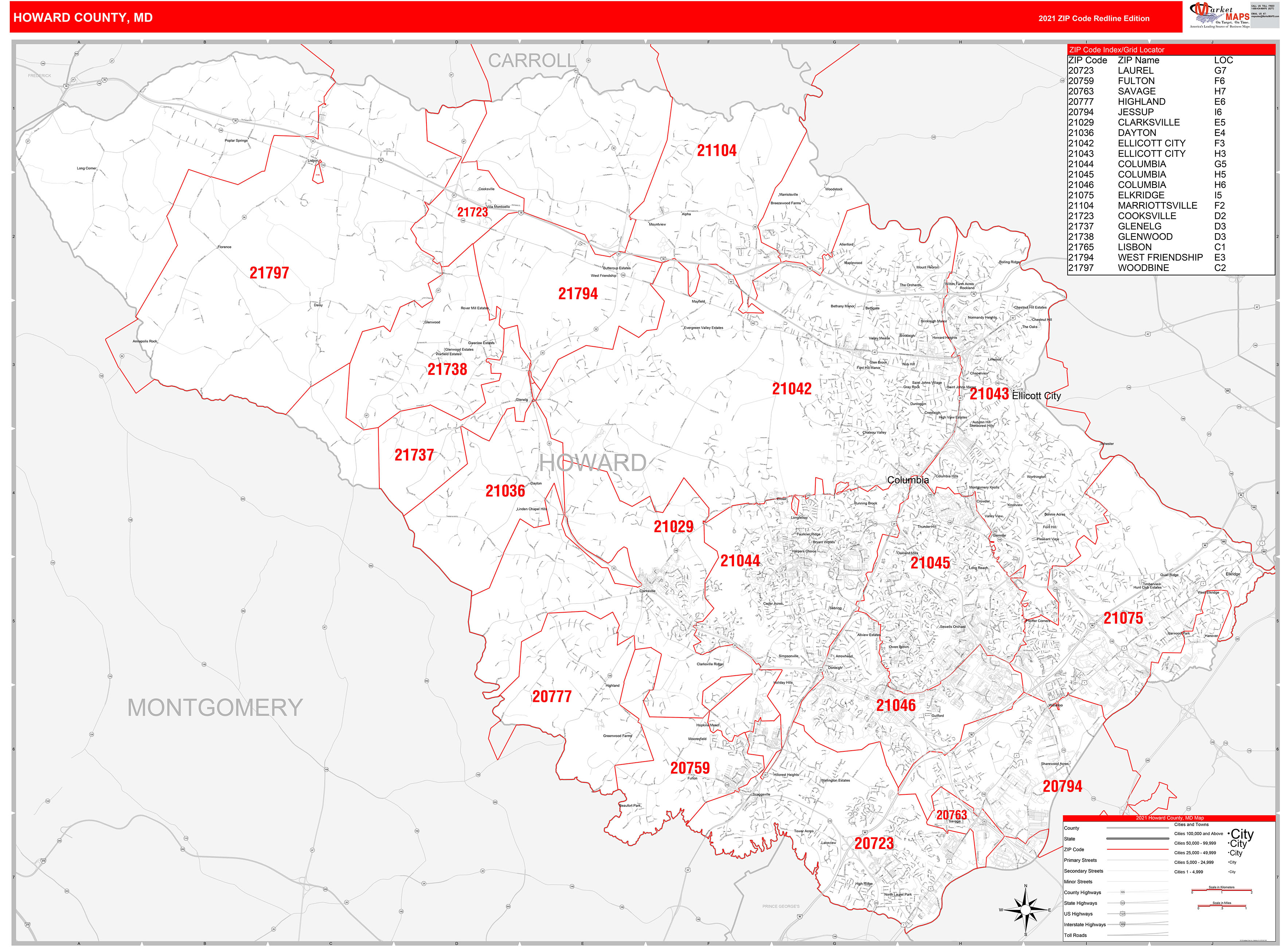 Zip Codes Map With State Of Md Howard MD