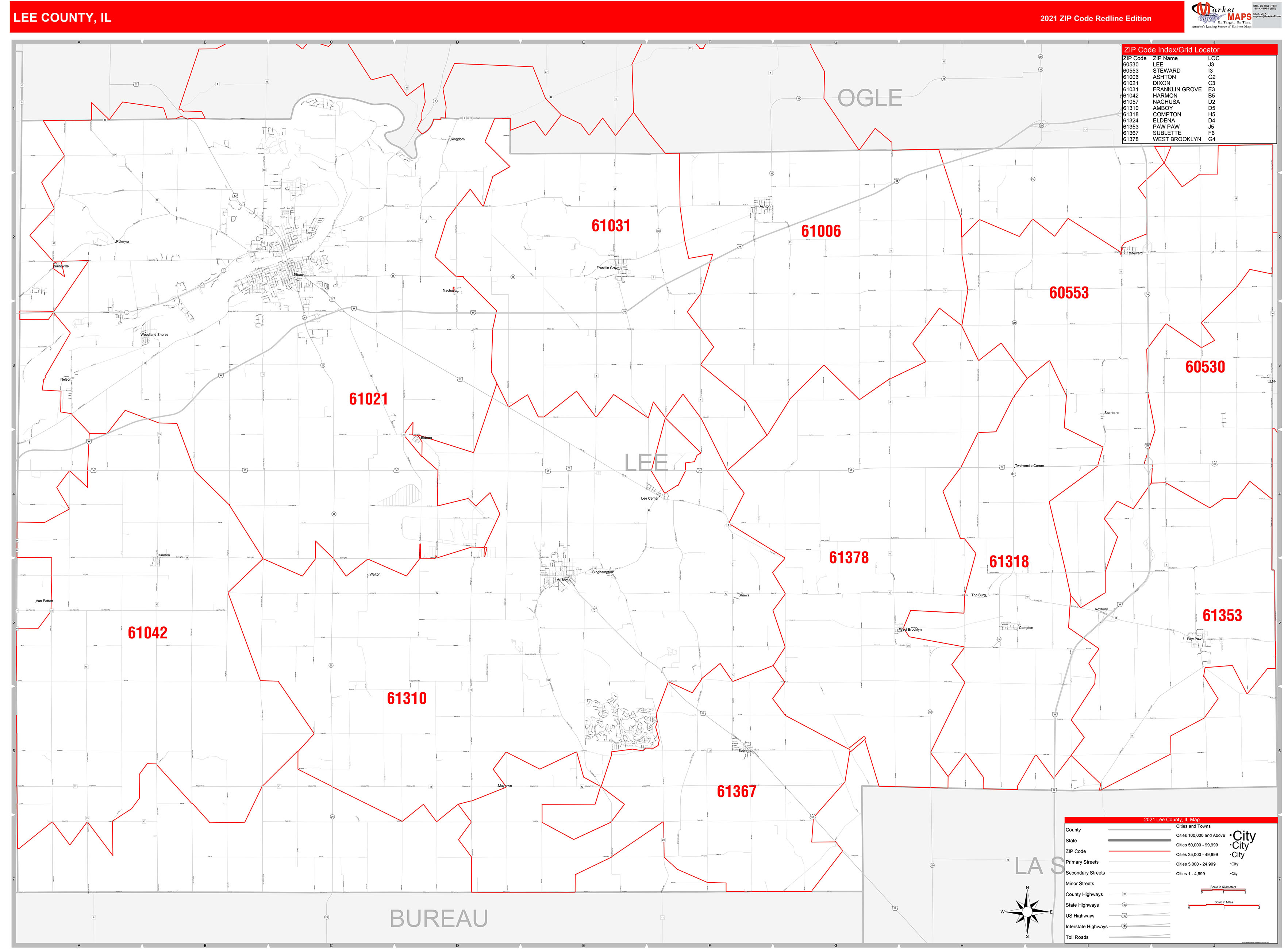 Lee County Zip Code Map Large