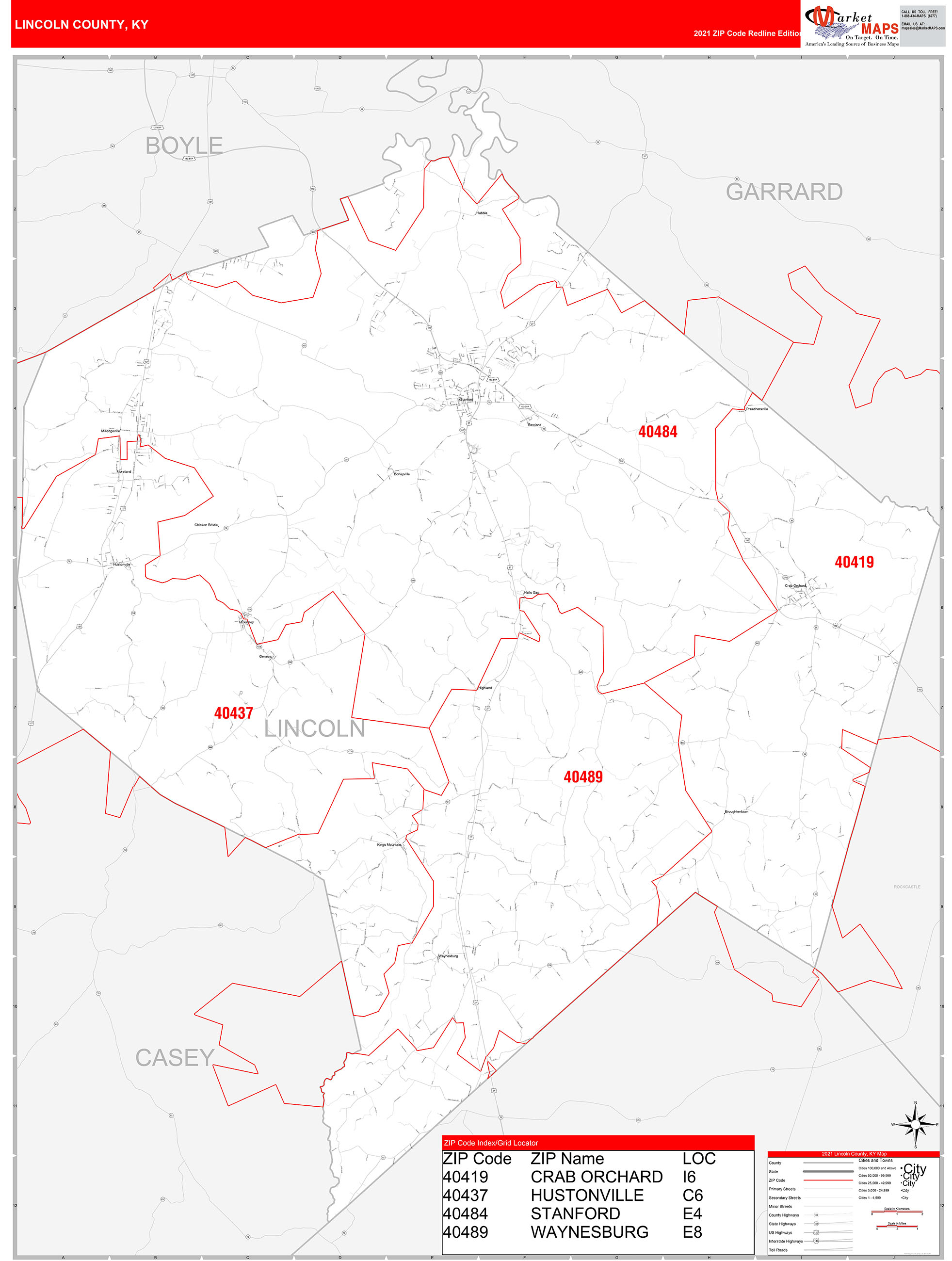 Kentucky Western Wall Map Red Line Style By Marketmap vrogue.co