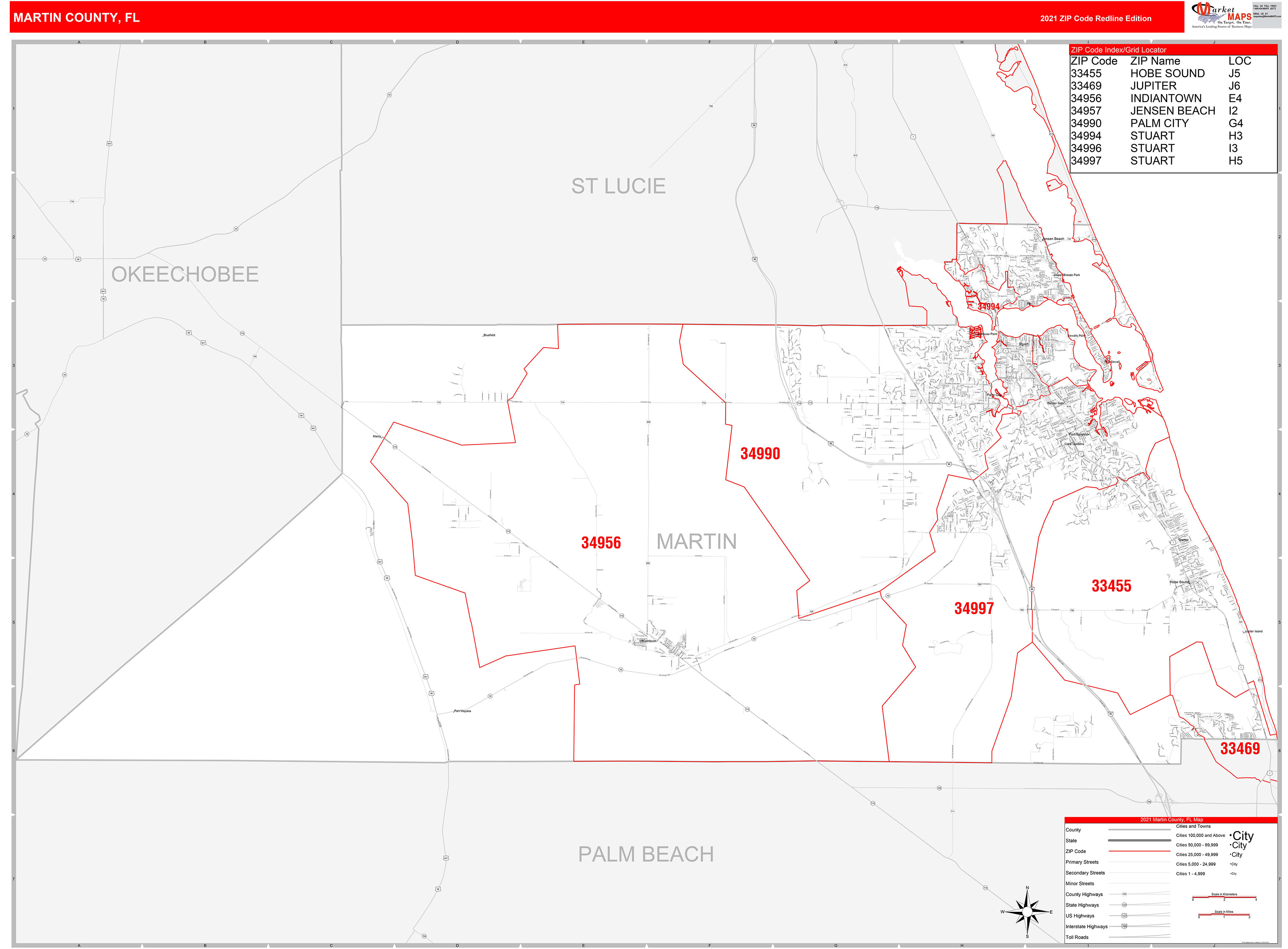 Martin County Zip Code Map