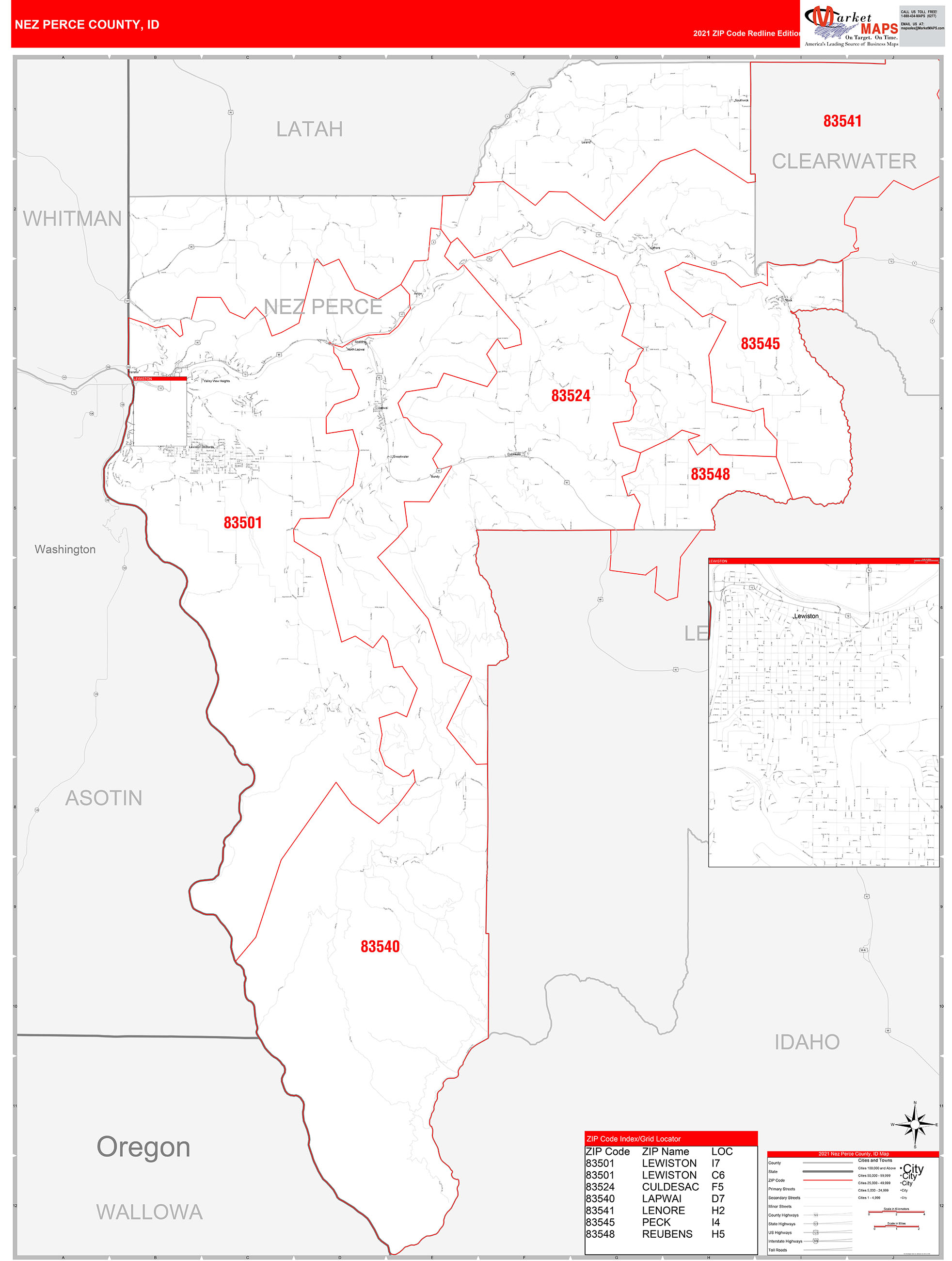 Nez Perce County Map