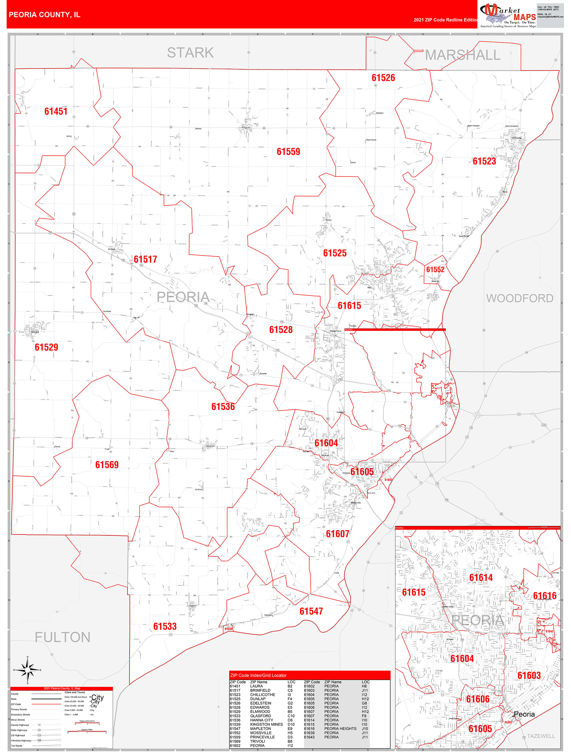peoria-county-il-zip-code-wall-map-red-line-style-by-marketmaps-mapsales