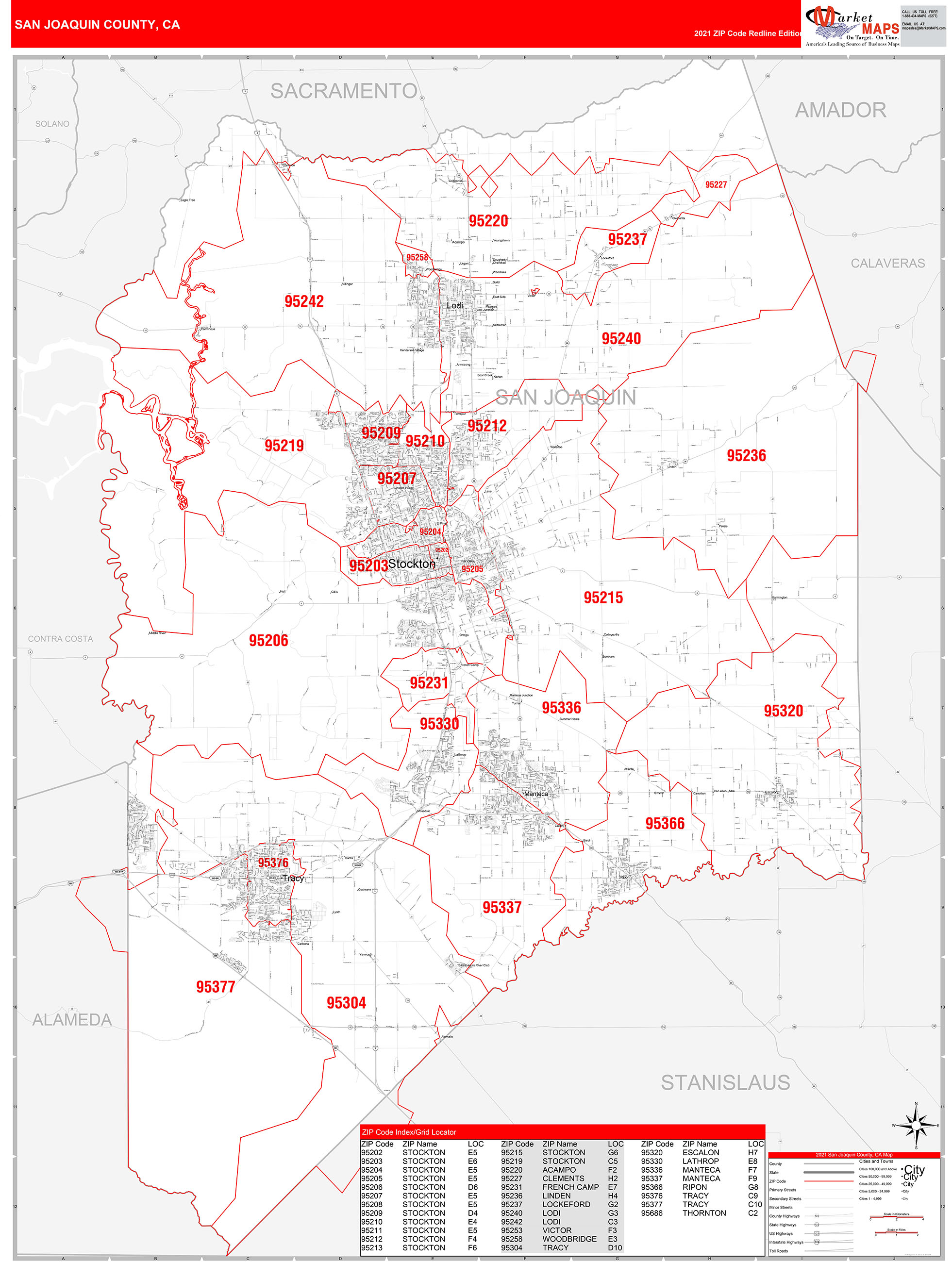 San Joaquin Zip Code Map