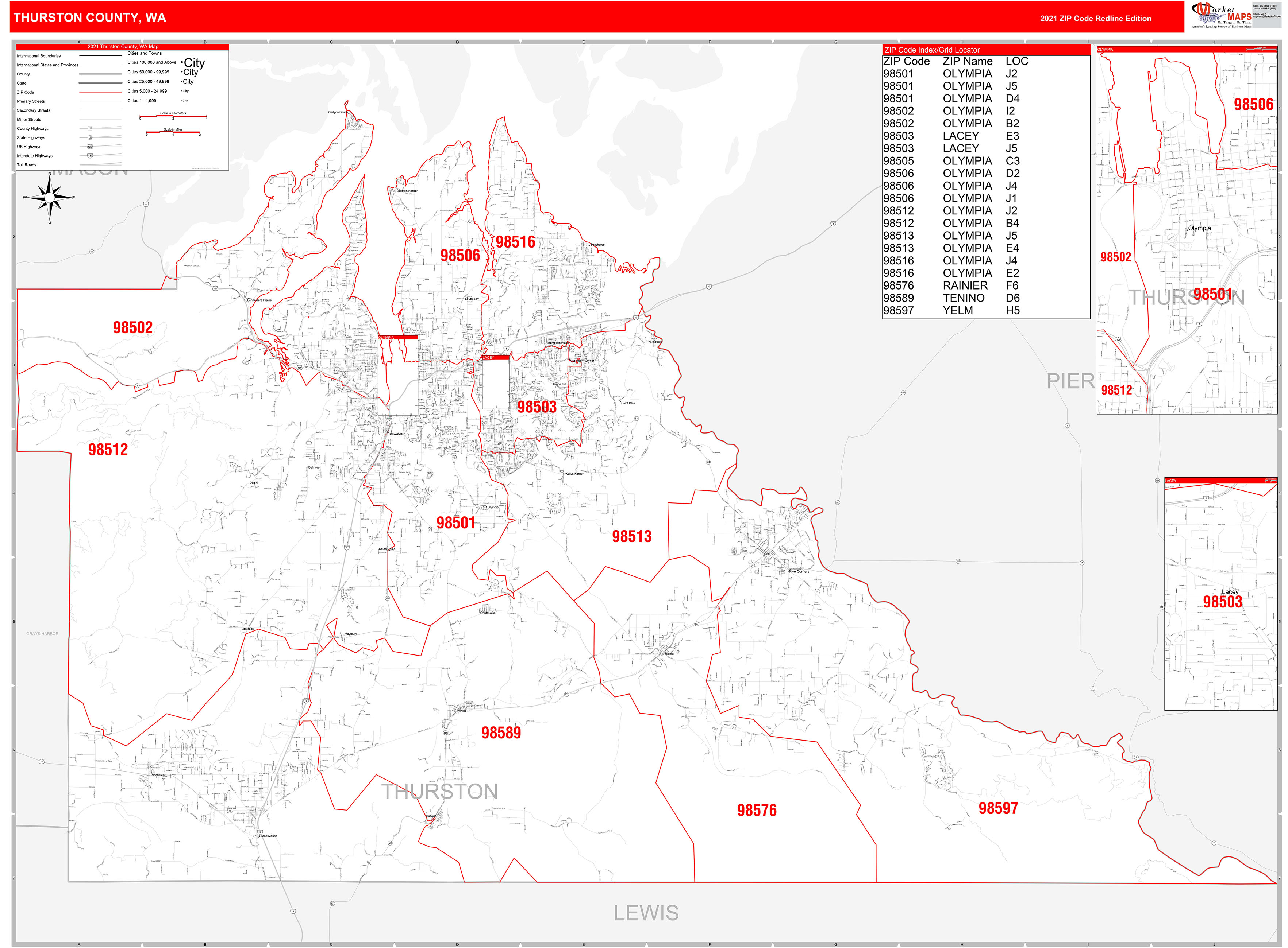 Thurston County Washington Zip Code Map