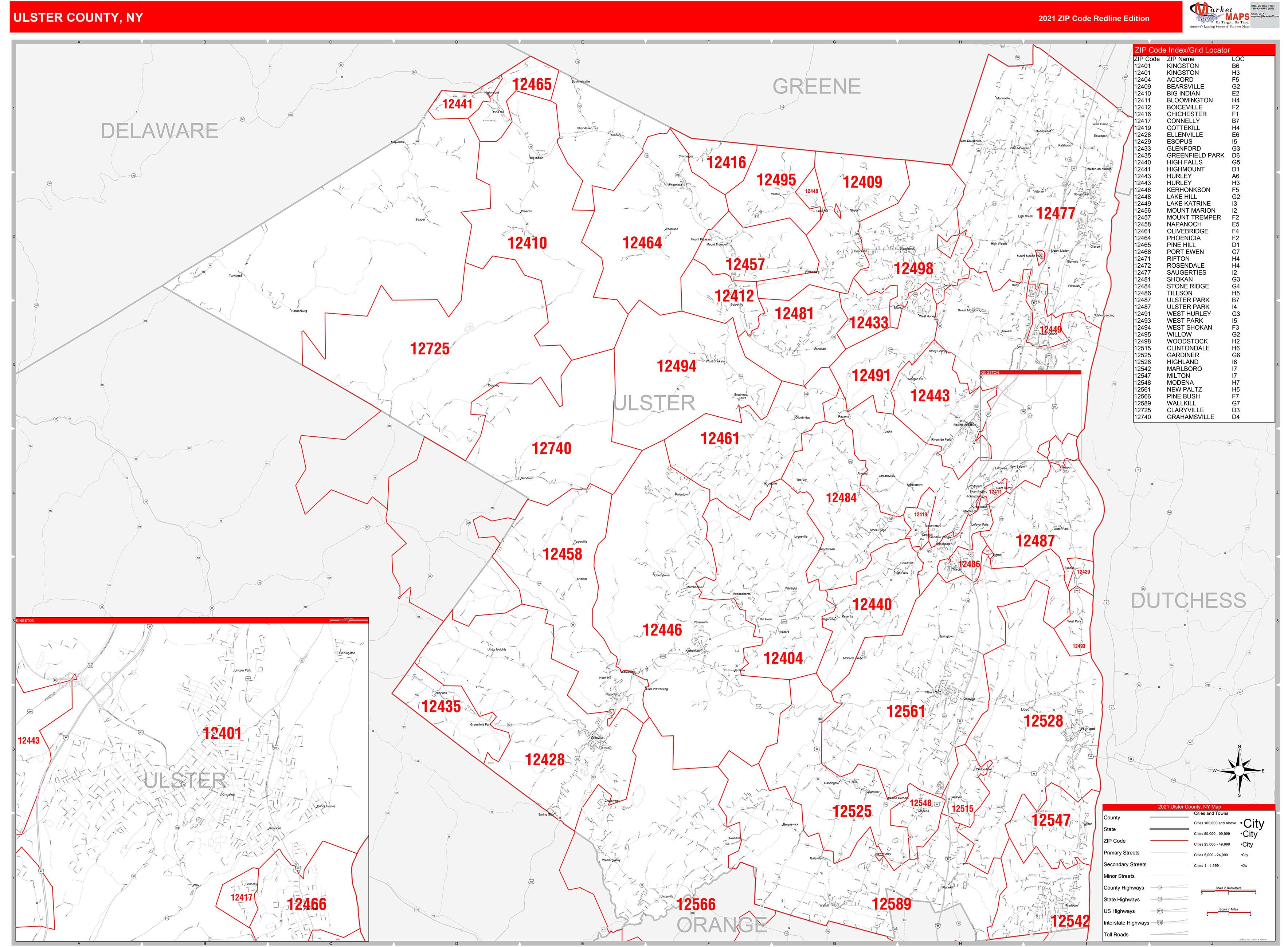 Ulster County Zip Code Map