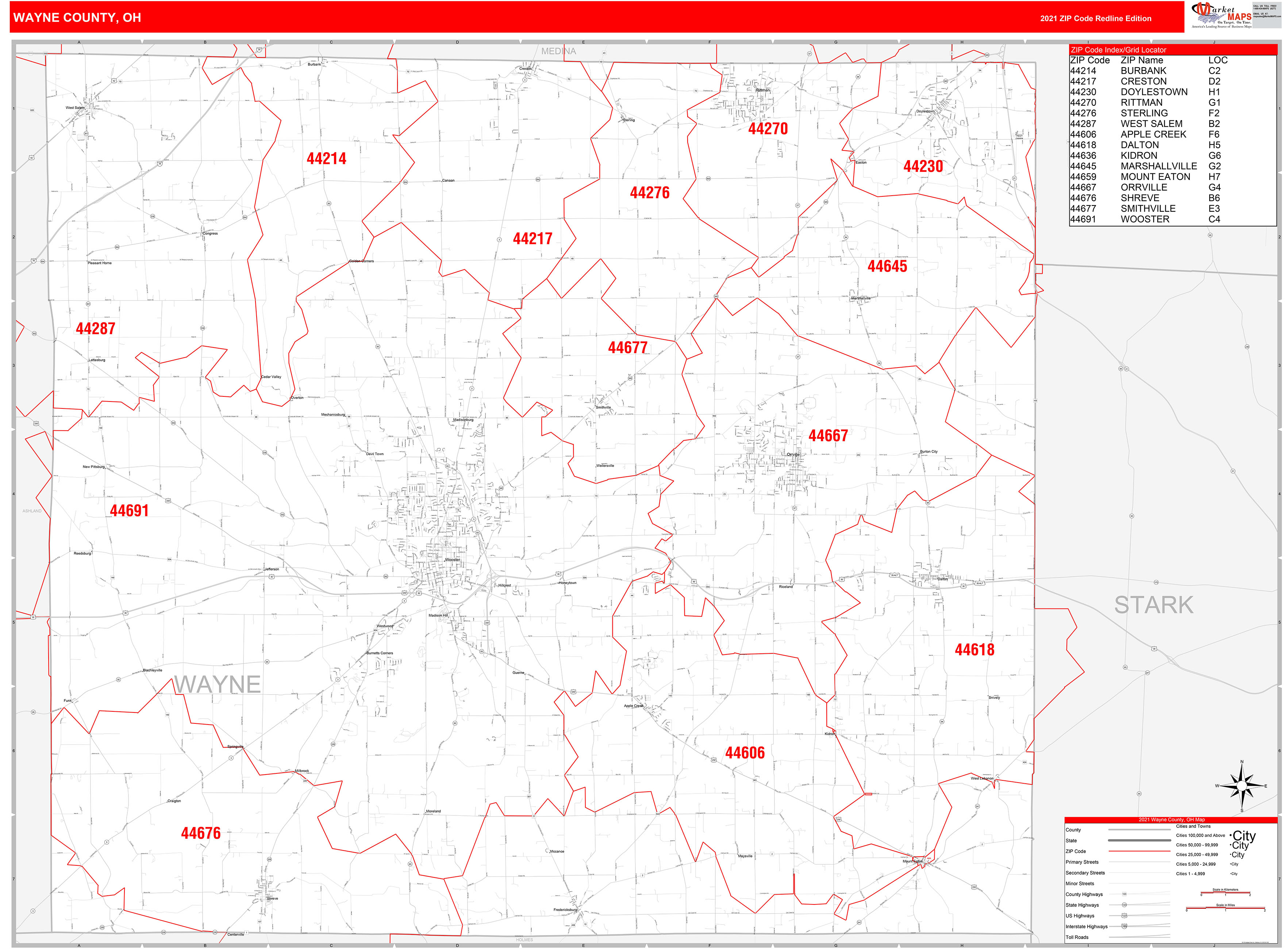 Wayne County Ohio Zip Code Wall Map Maps Com Com vrogue.co