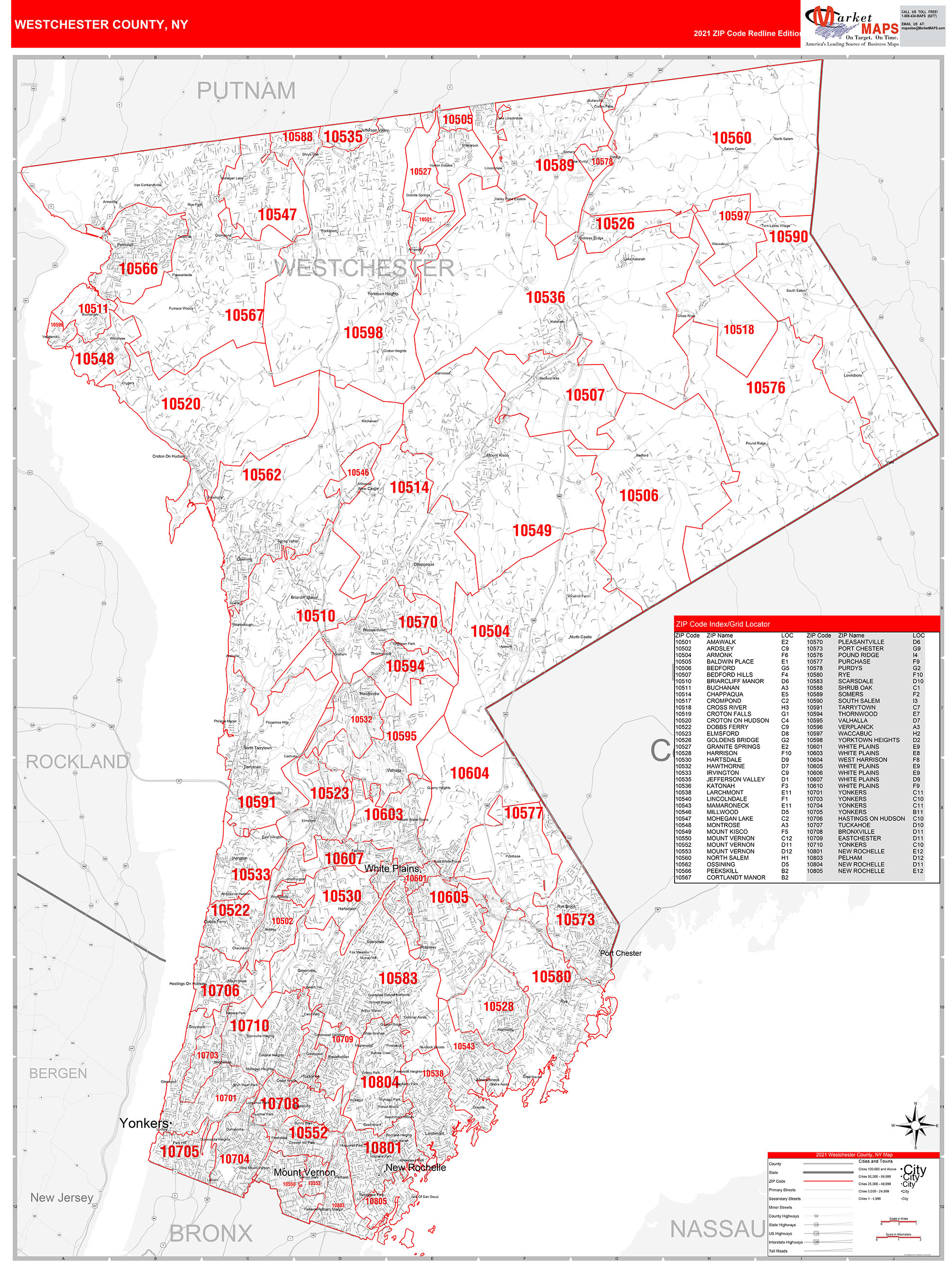 Westchester County Zip Code Map