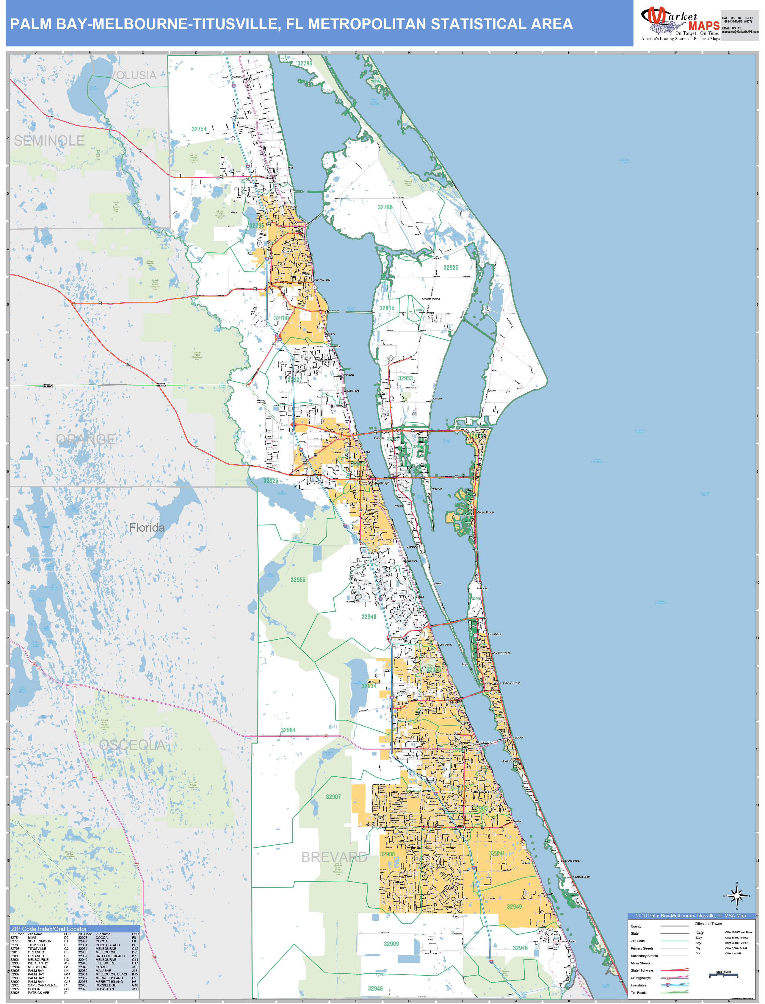 Map Of Florida Showing Palm Bay - PalmBayMelbourneTitusville FL