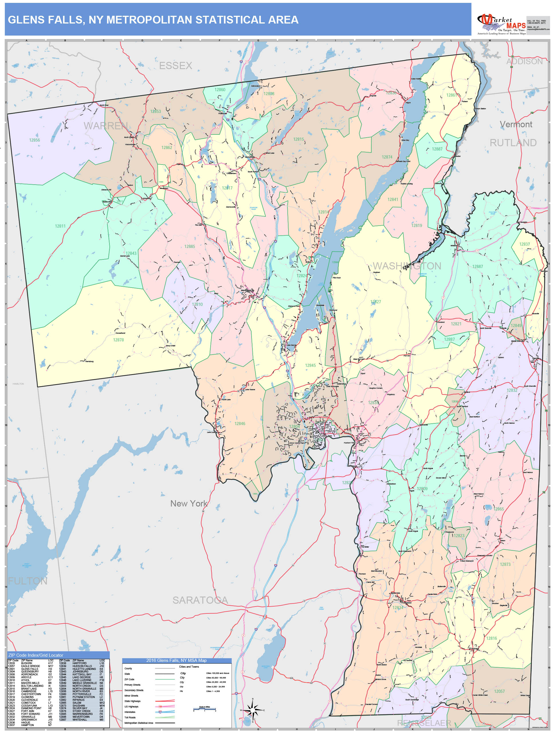 Glens Falls Ny Metro Area Wall Map Color Cast Style By Marketmaps Images and Photos finder