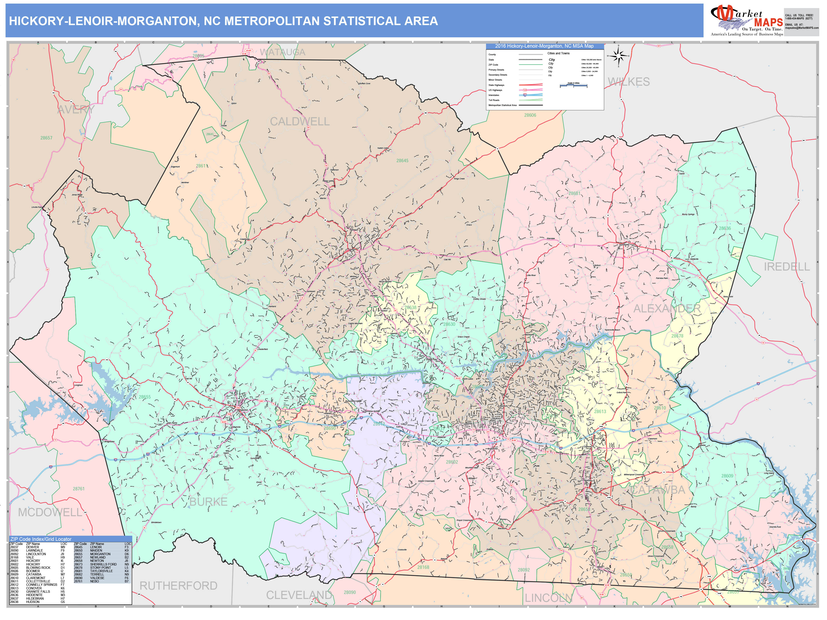 NC Metro Area Wall Map Color Cast Style by