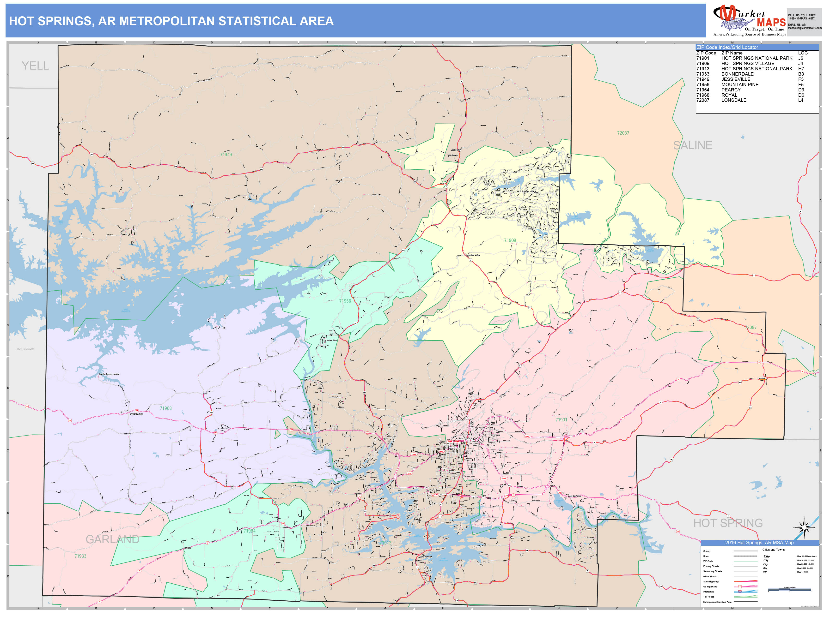 Hot Springs AR Zip Code Map