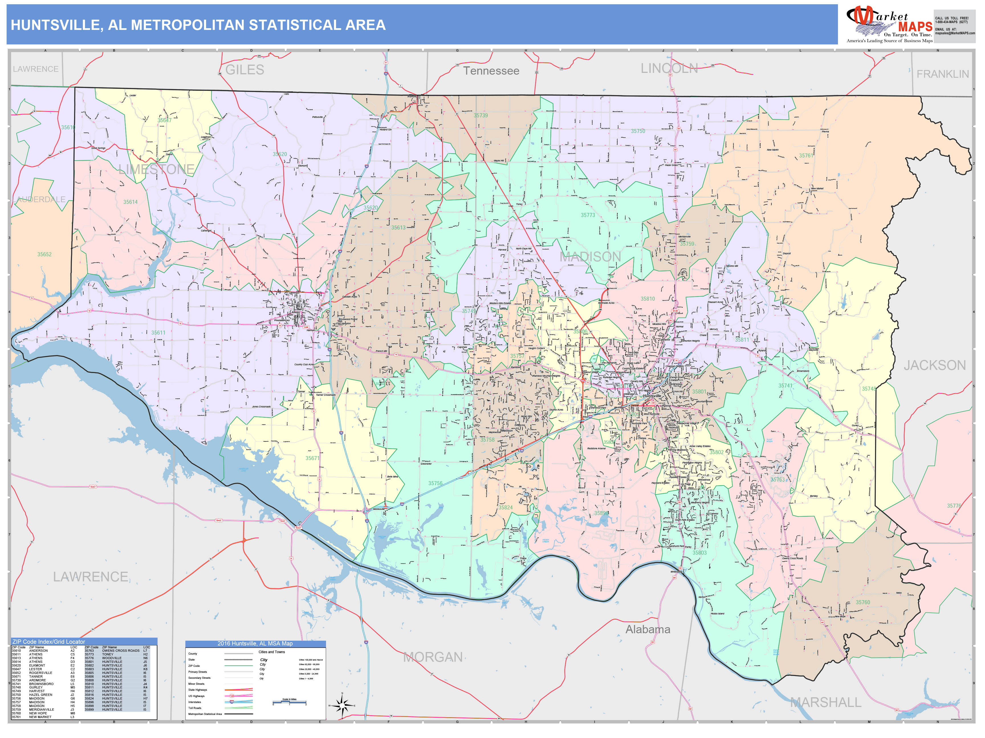 Huntsville Al Metro Area Wall Map Premium Style By Ma