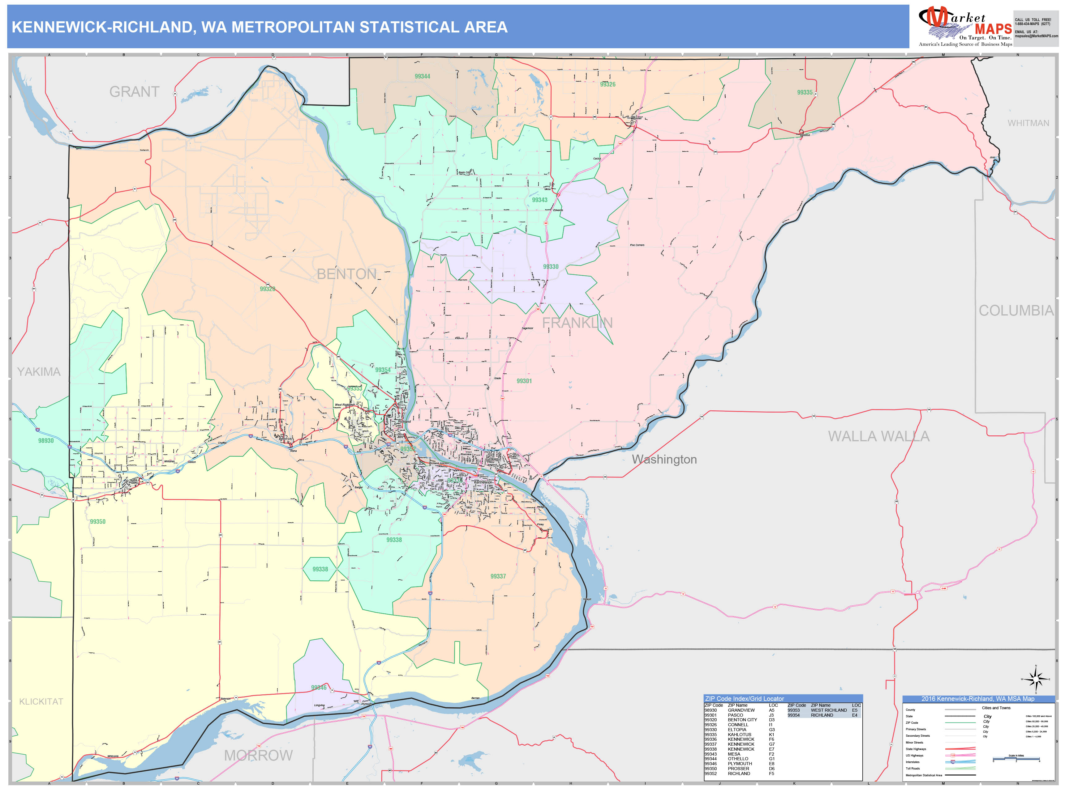 Kennewick Zip Code Map