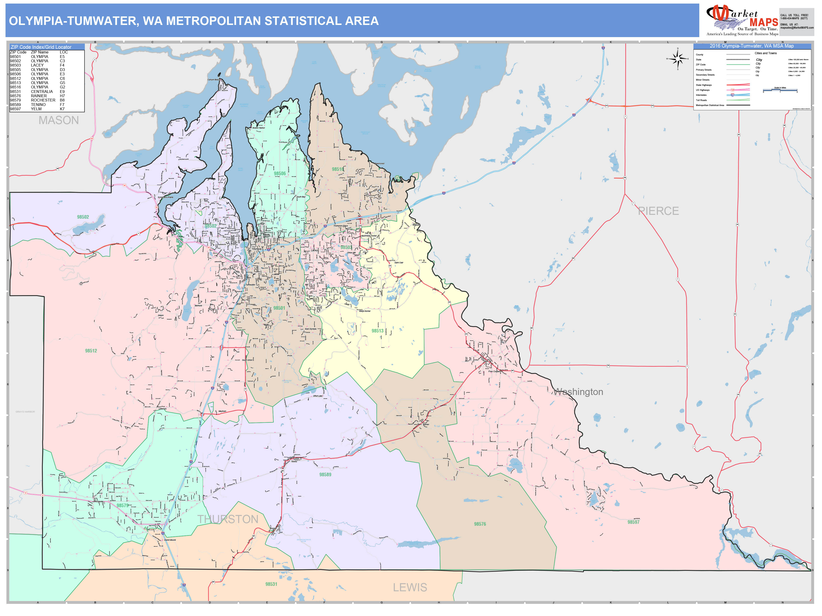 Olympia Tumwater Metro Area Wa Zip Code Maps Basic Map