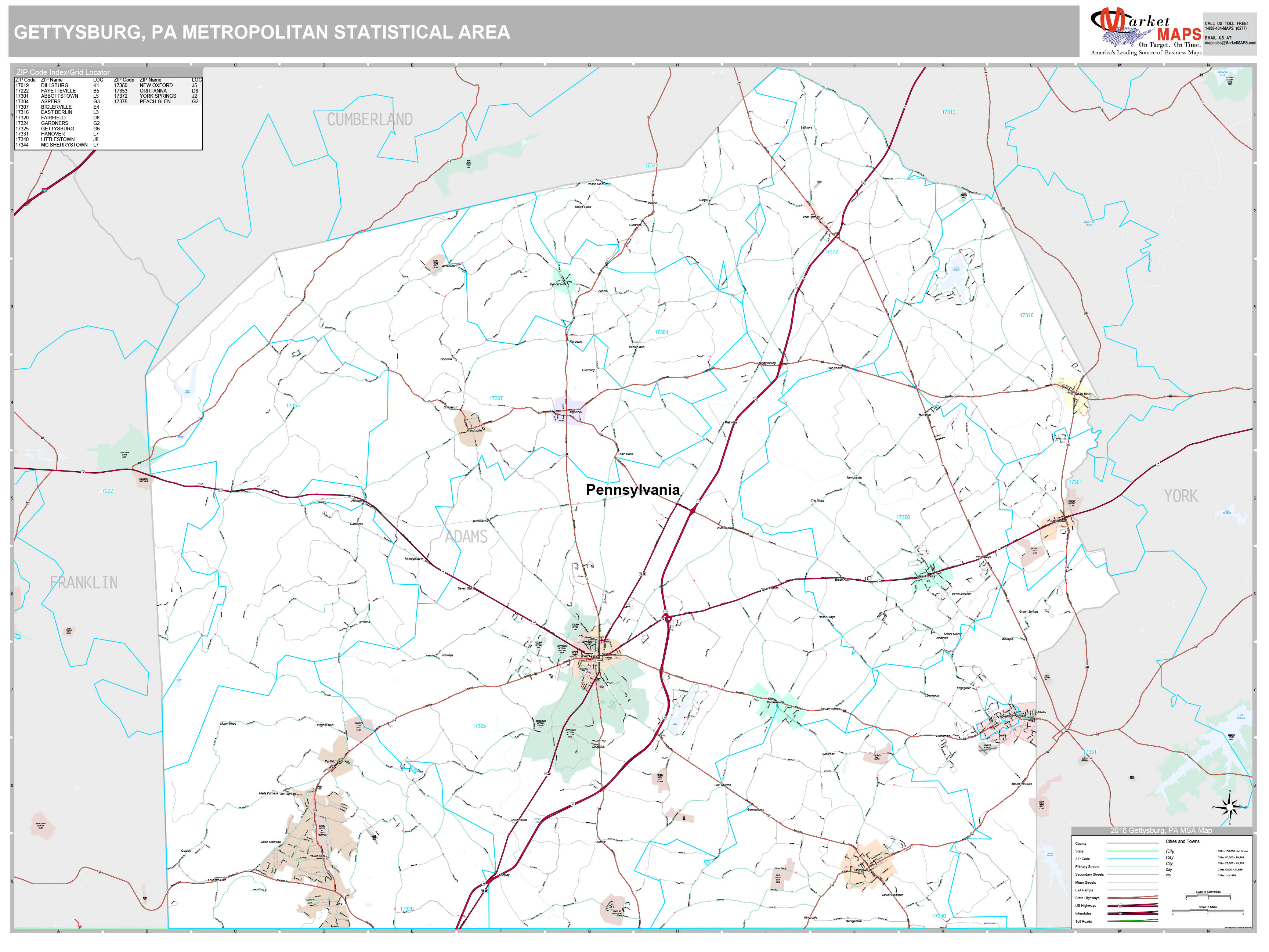 Johnstown Pa Metro Area Zip Code Wall Map Premium Sty vrogue.co