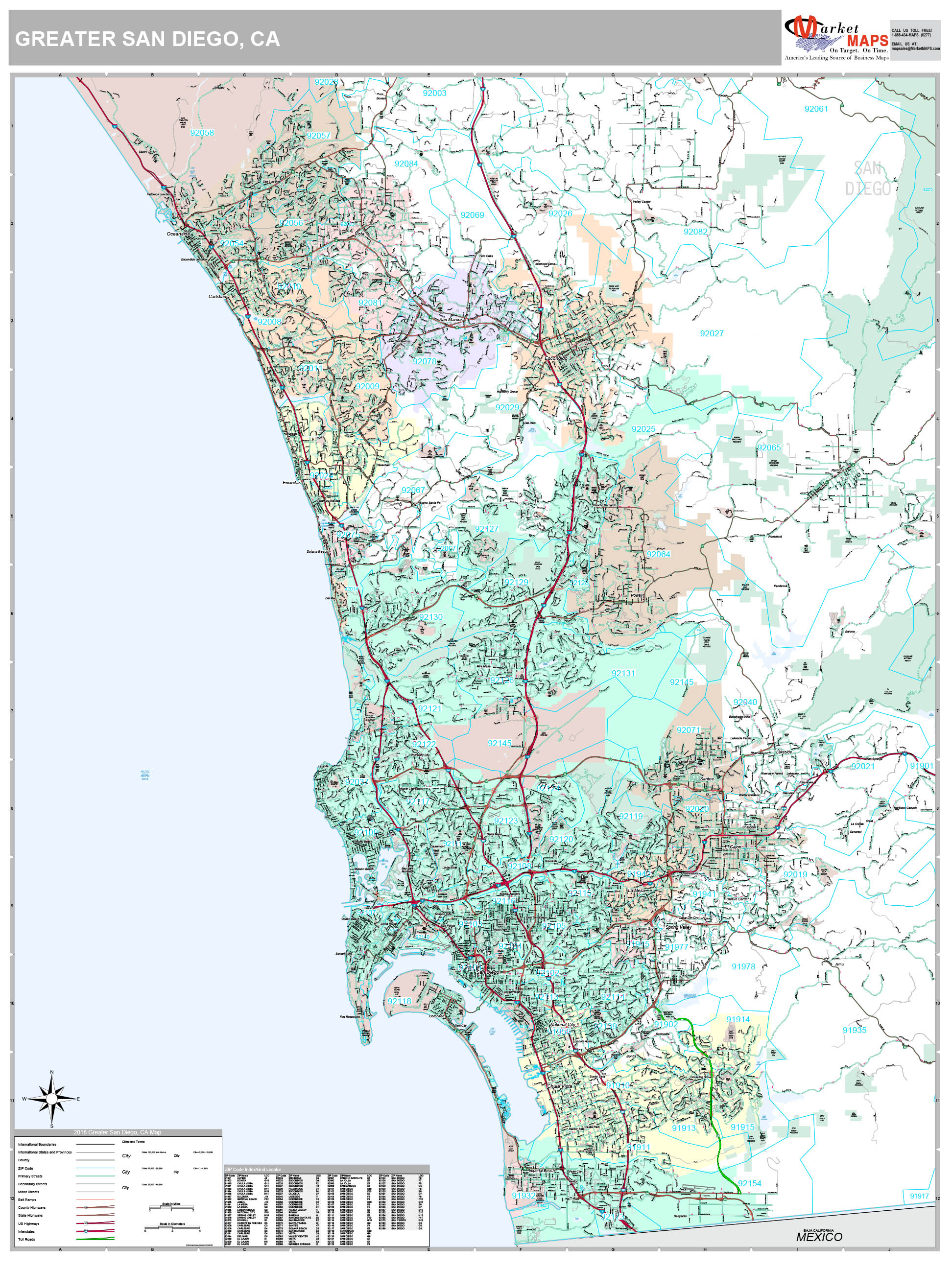 Greater San Diego Ca Metro Area Wall Map Premium Style By Marketmaps