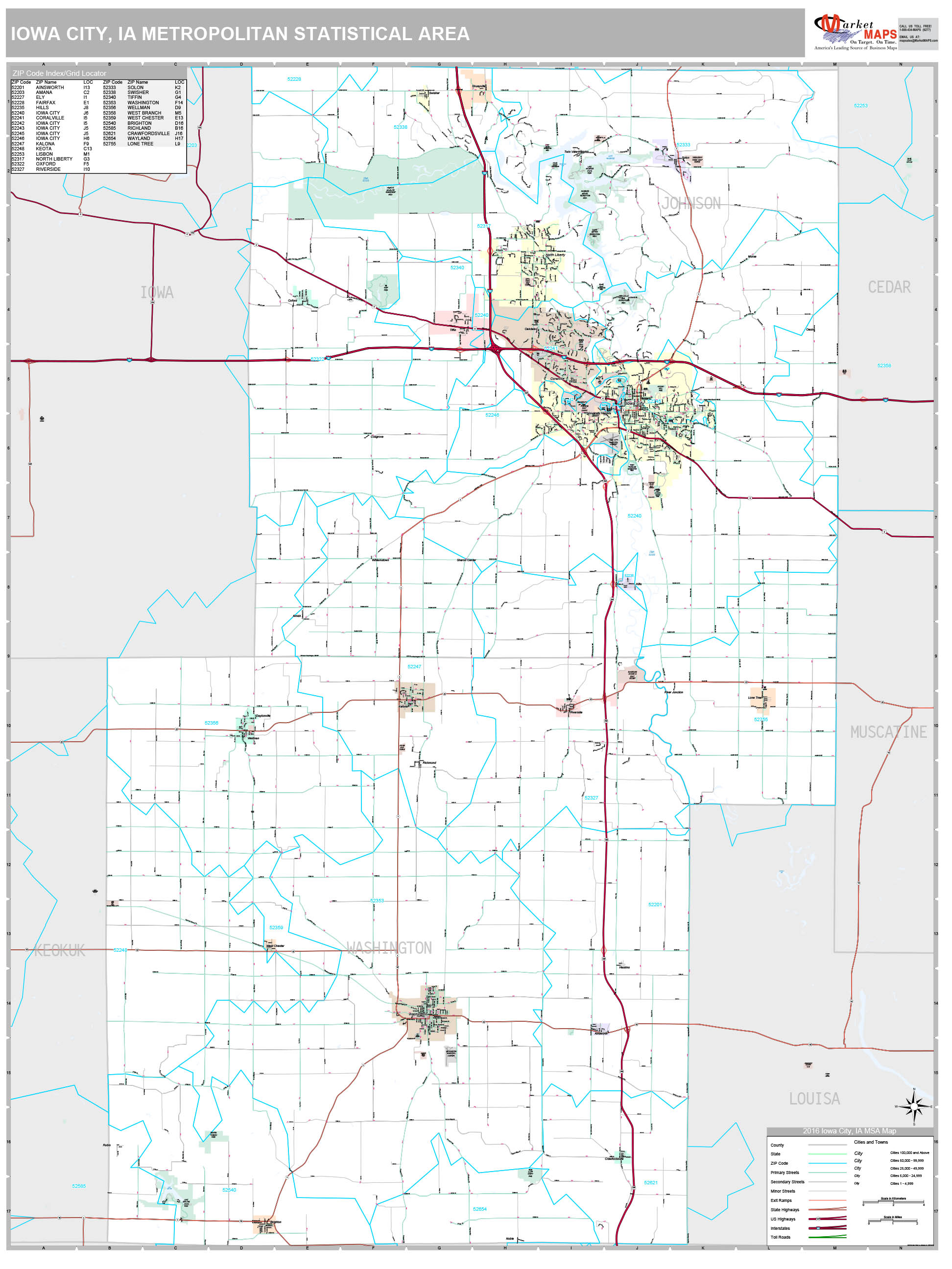 Iowa City Iowa Zip Code Wall Map Premium Style By Mar vrogue.co
