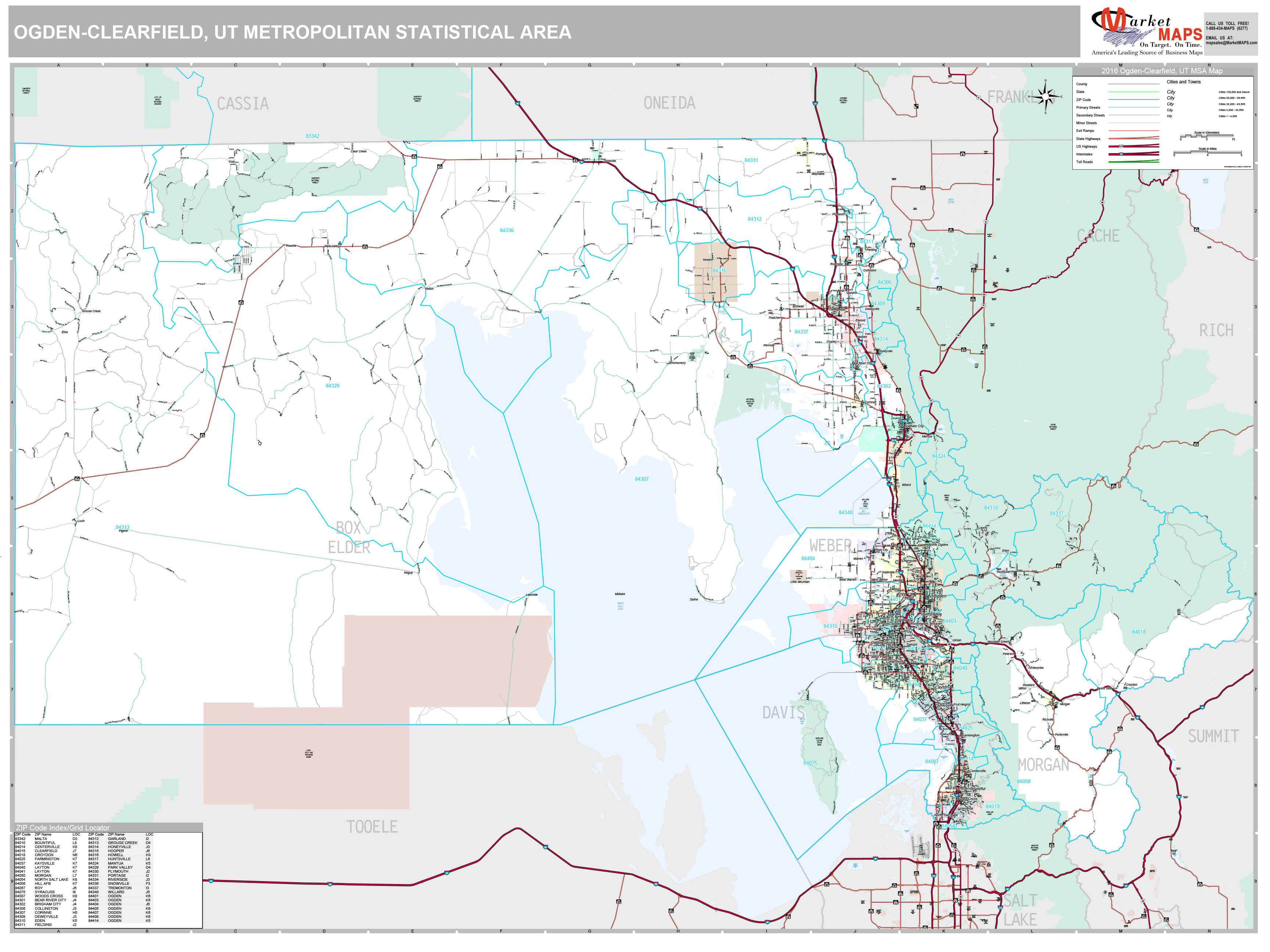 OgdenClearfield, UT Metro Area Wall Map Premium Style by MarketMAPS