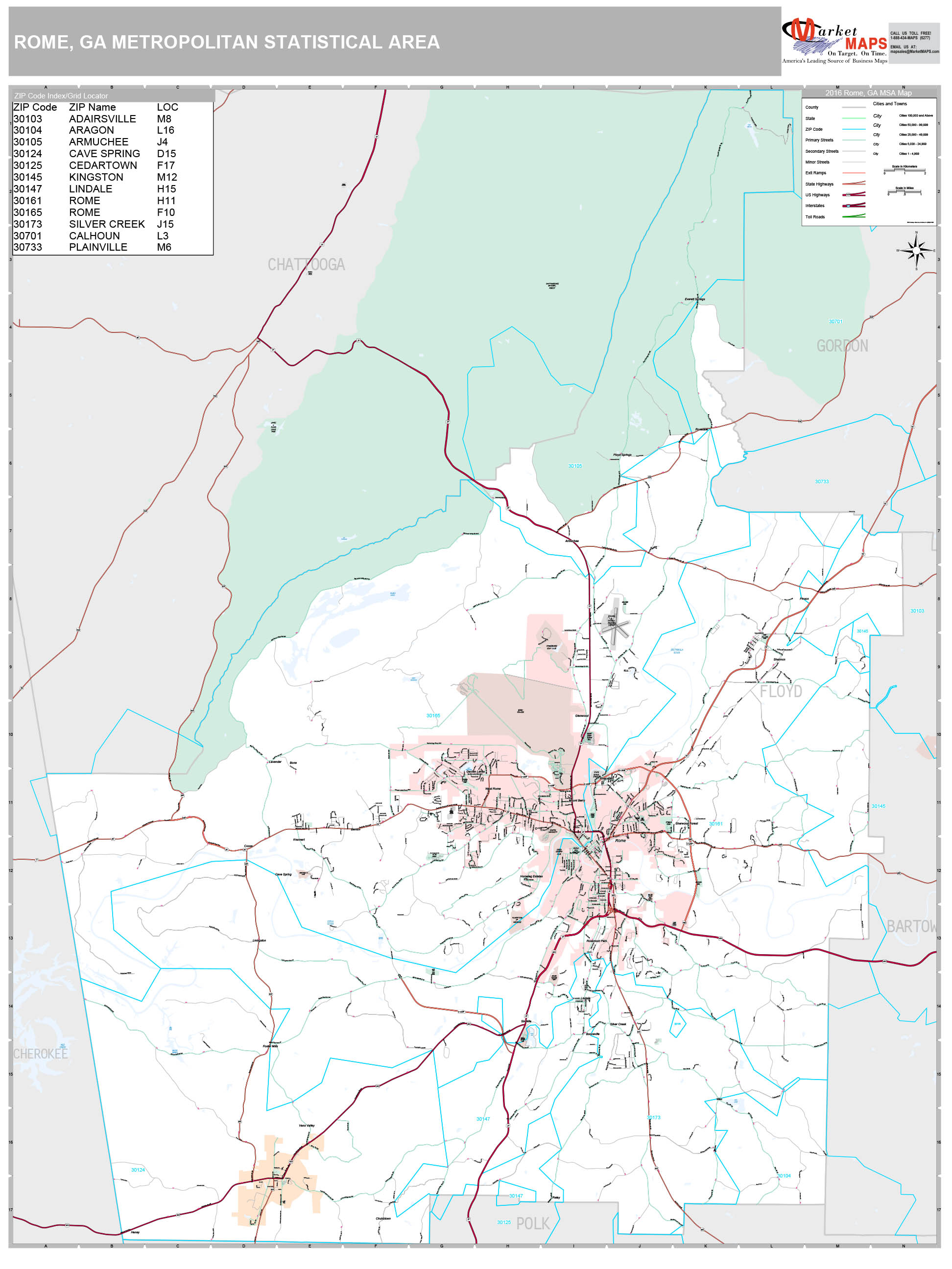 Rome Metro Area, GA Zip Code Map Premium MarketMAPS, 47 OFF