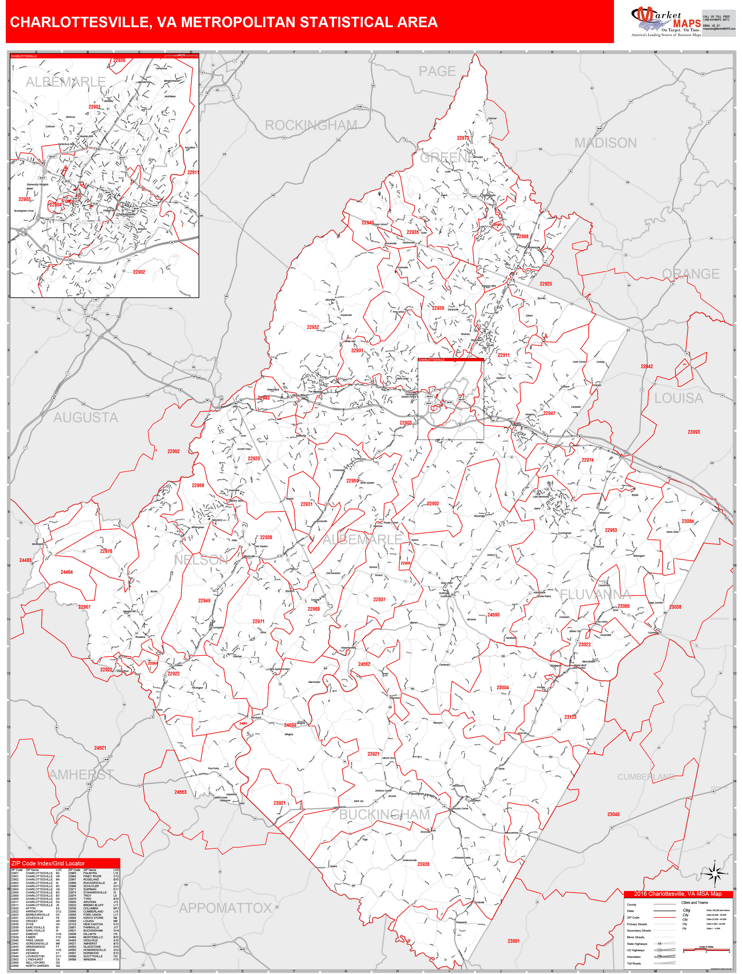 Charlottesville Va Metro Area Wall Map Color Cast Sty vrogue.co