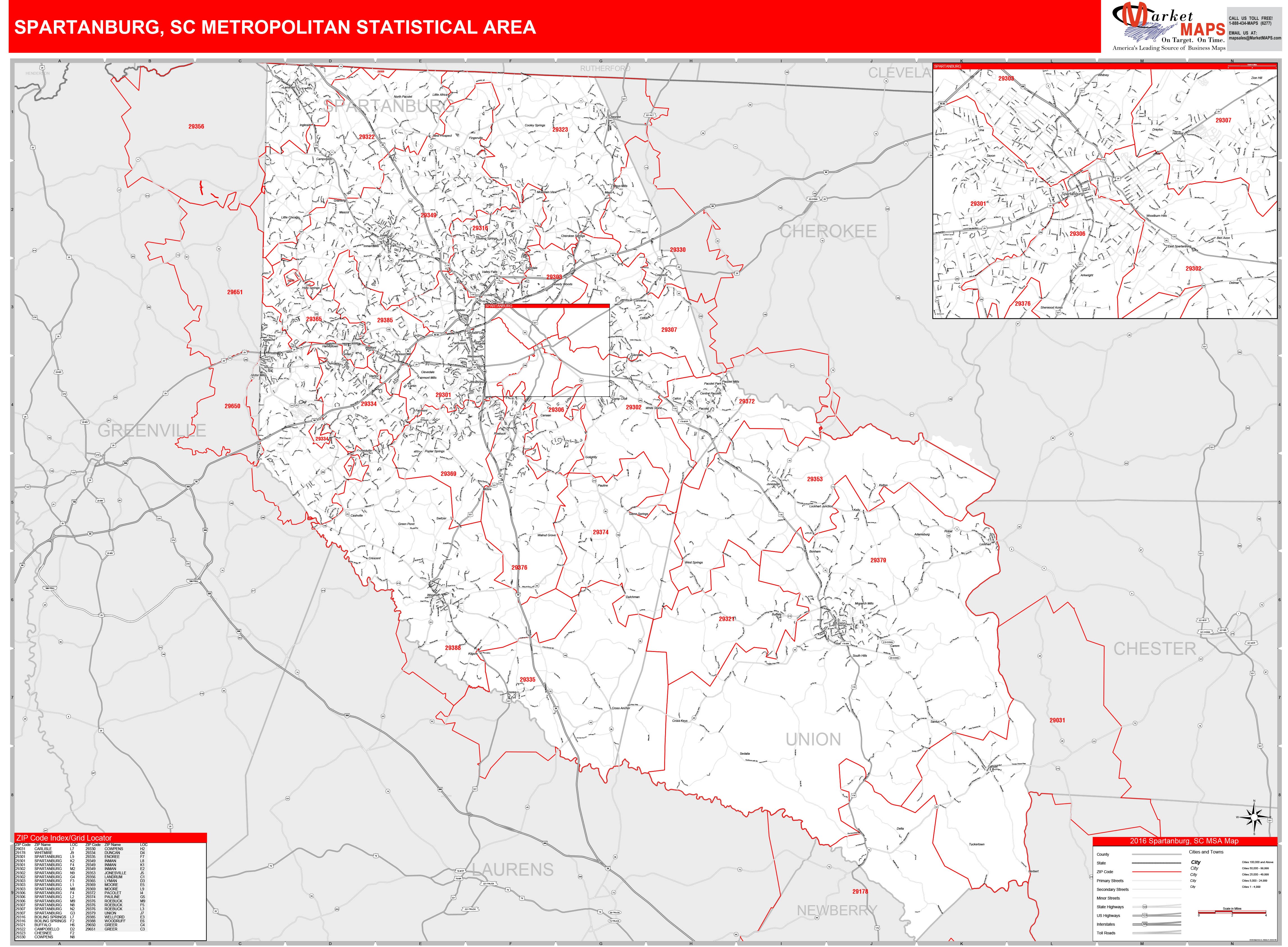 Zip Code Map Spartanburg Sc United States Map