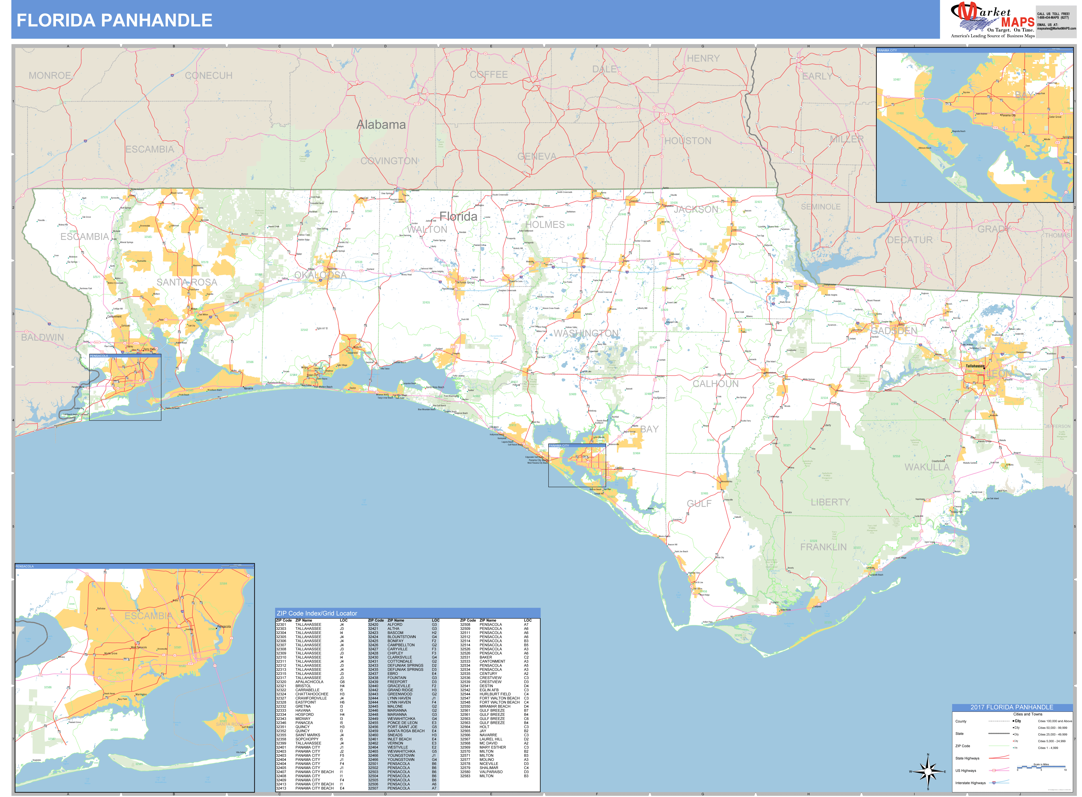 Florida Panhandle County Map