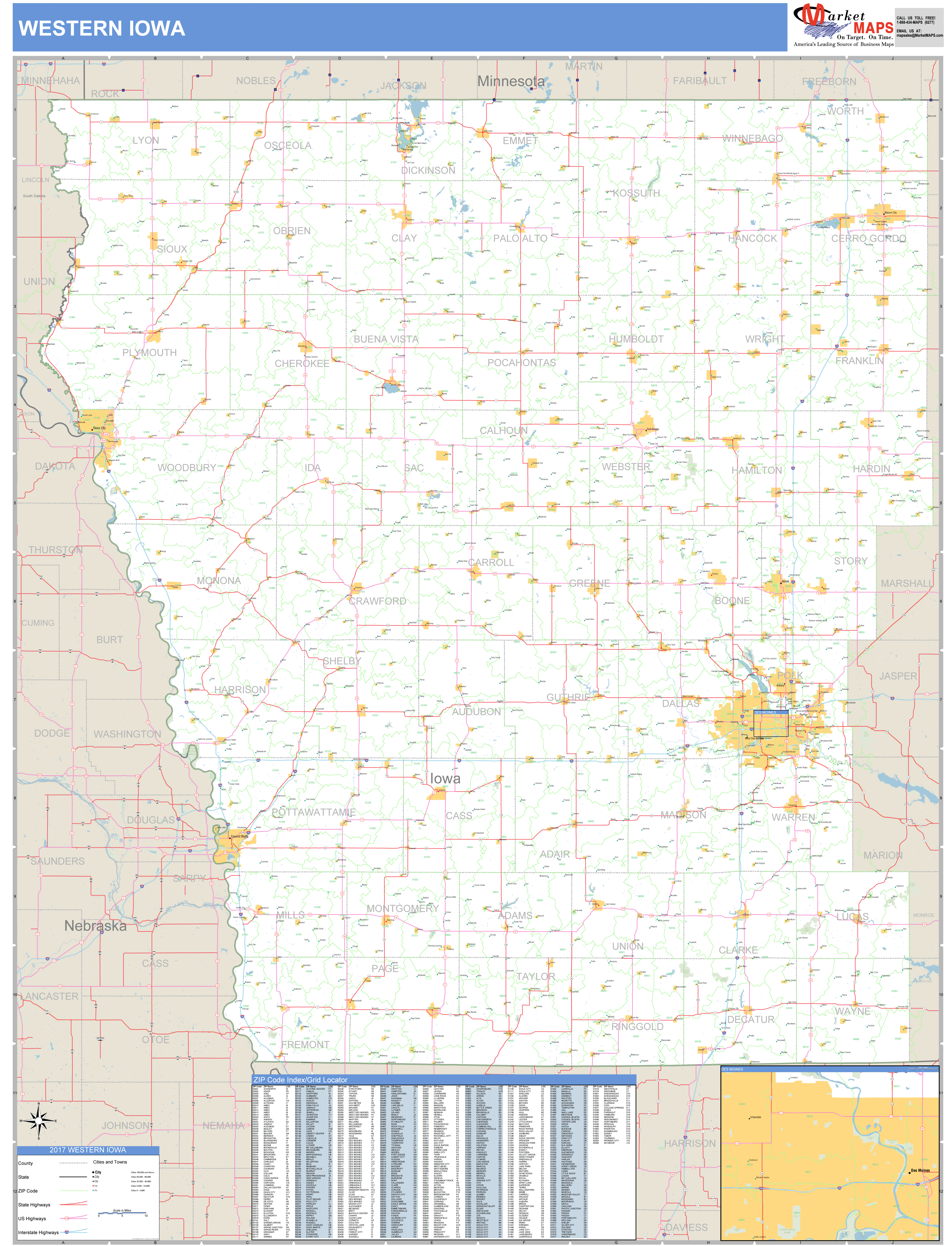 Iowa Western Wall Map Premium Style By Marketmaps Map - vrogue.co