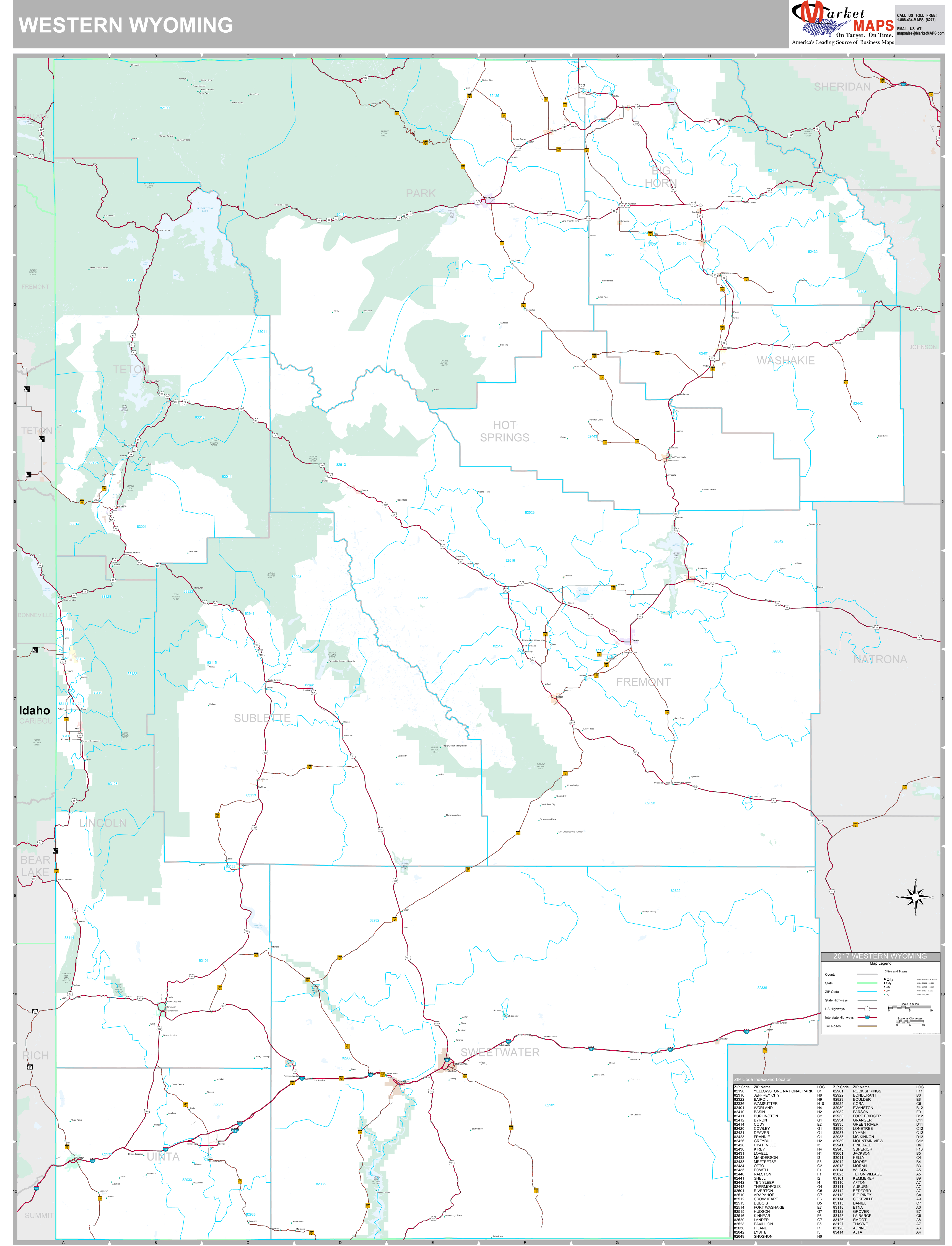 Wyoming Western Wall Map Premium Style by MarketMAPS