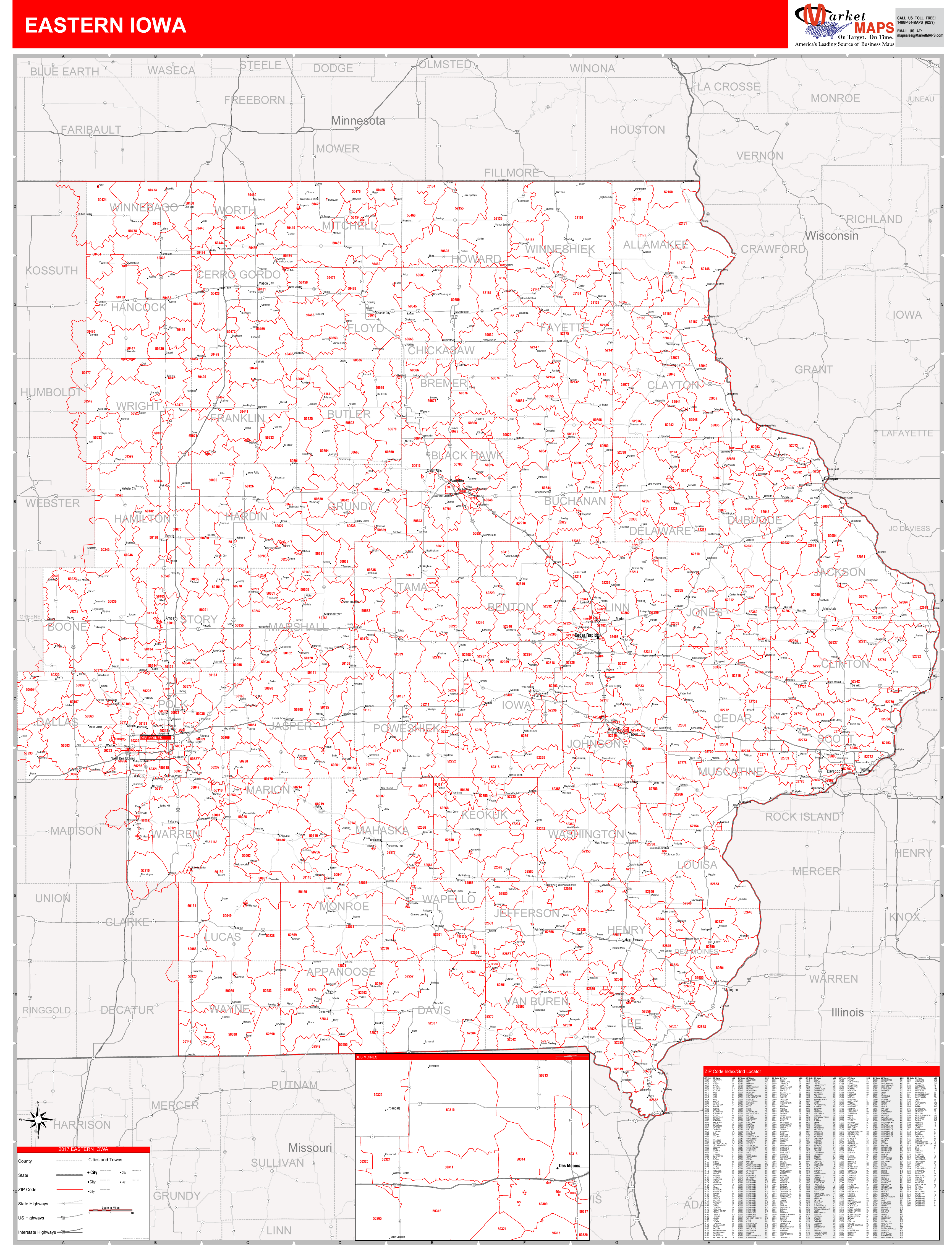 Eastern Iowa Zip Code Map
