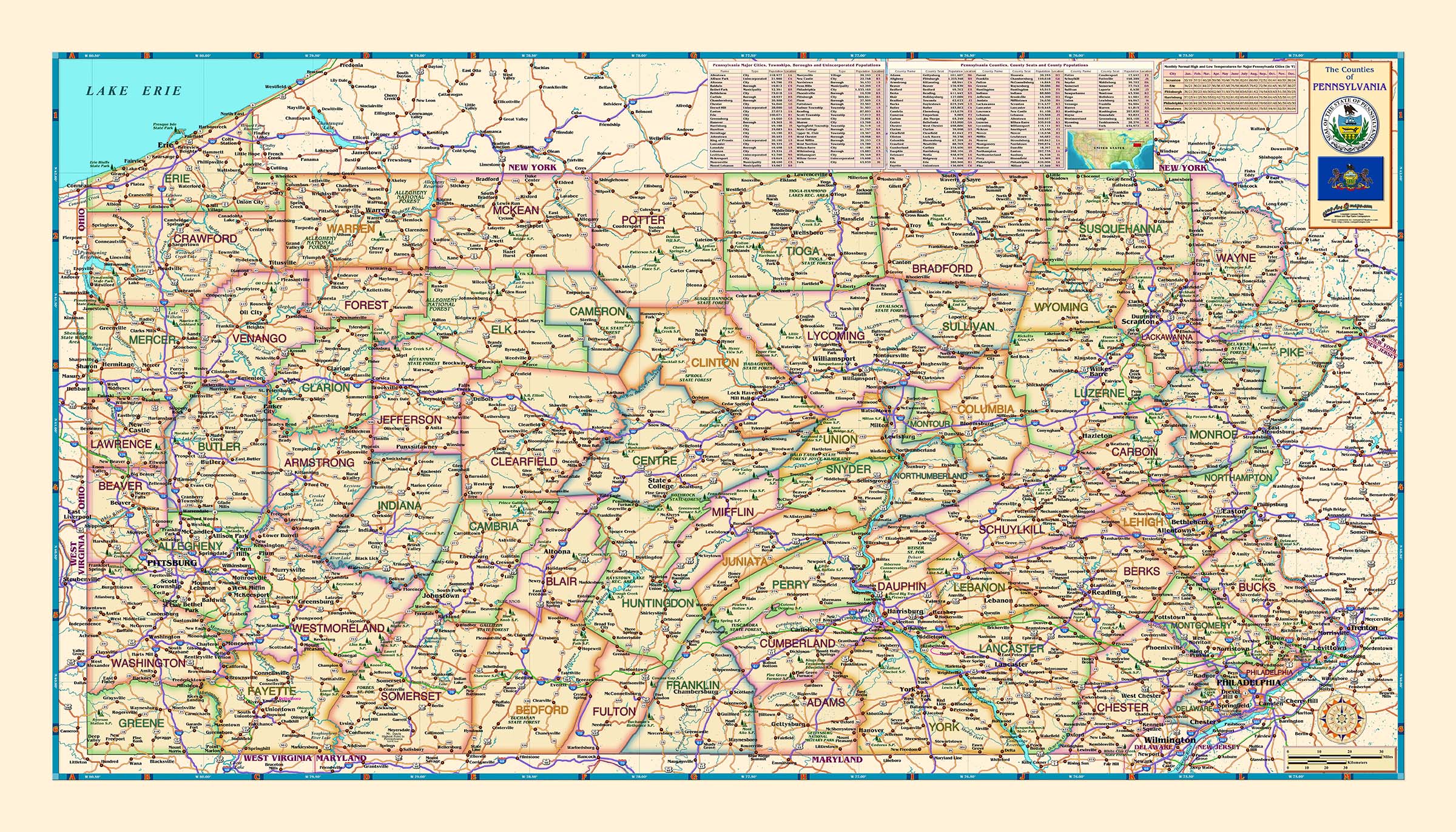 Western Pennsylvania Counties Map