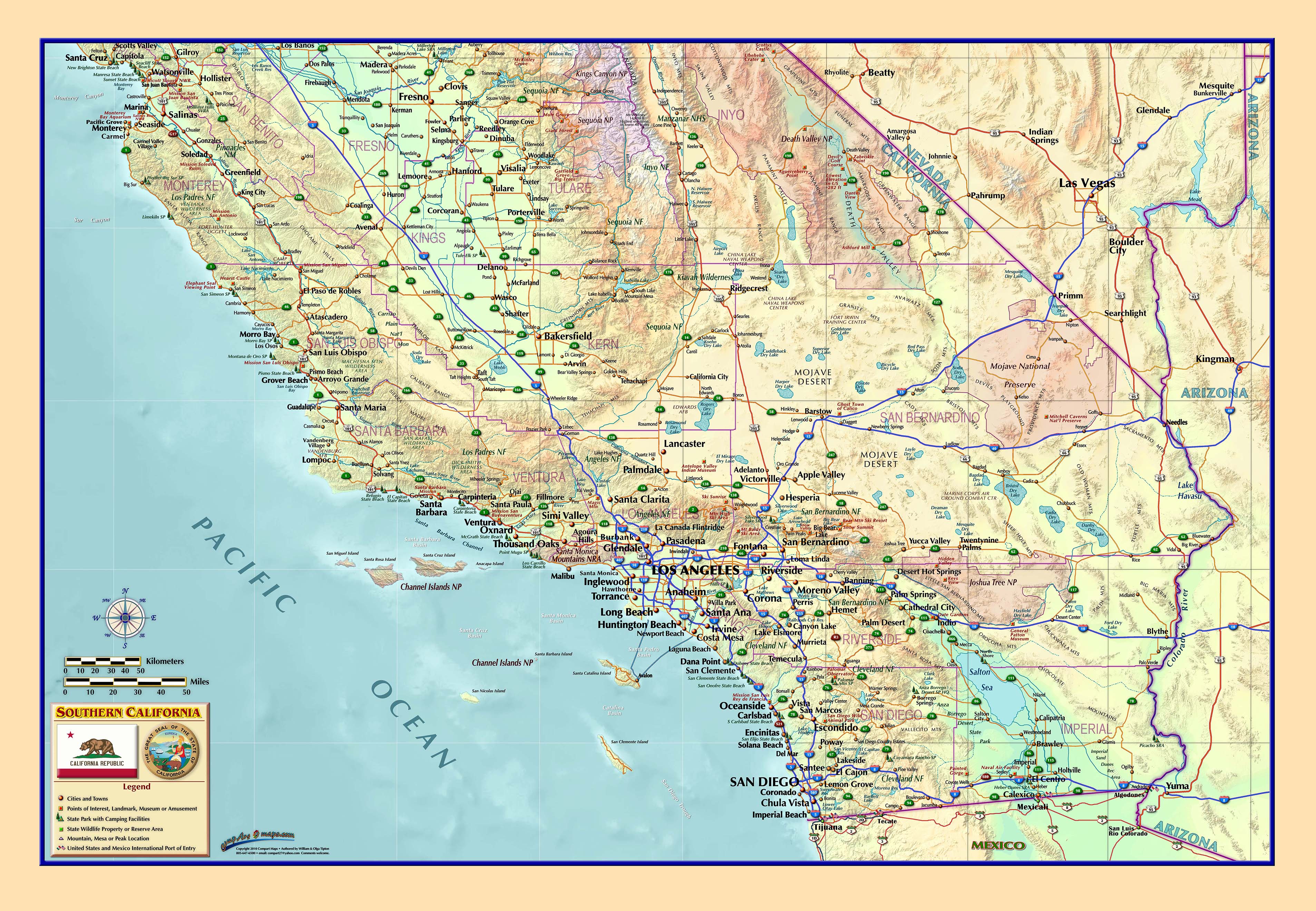 travel map of southern california