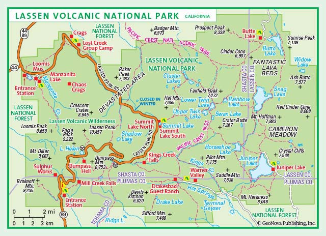 Lassen Volcanic National Park Wall Map by GeoNova - MapSales