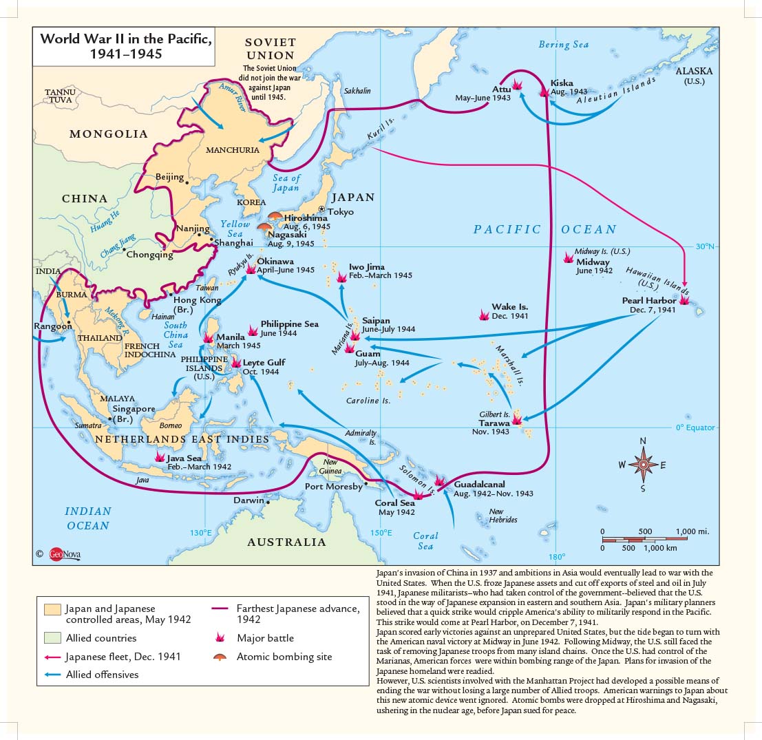 Wwii Pacific Wall Map By Equator Maps Mapsales | Images and Photos finder