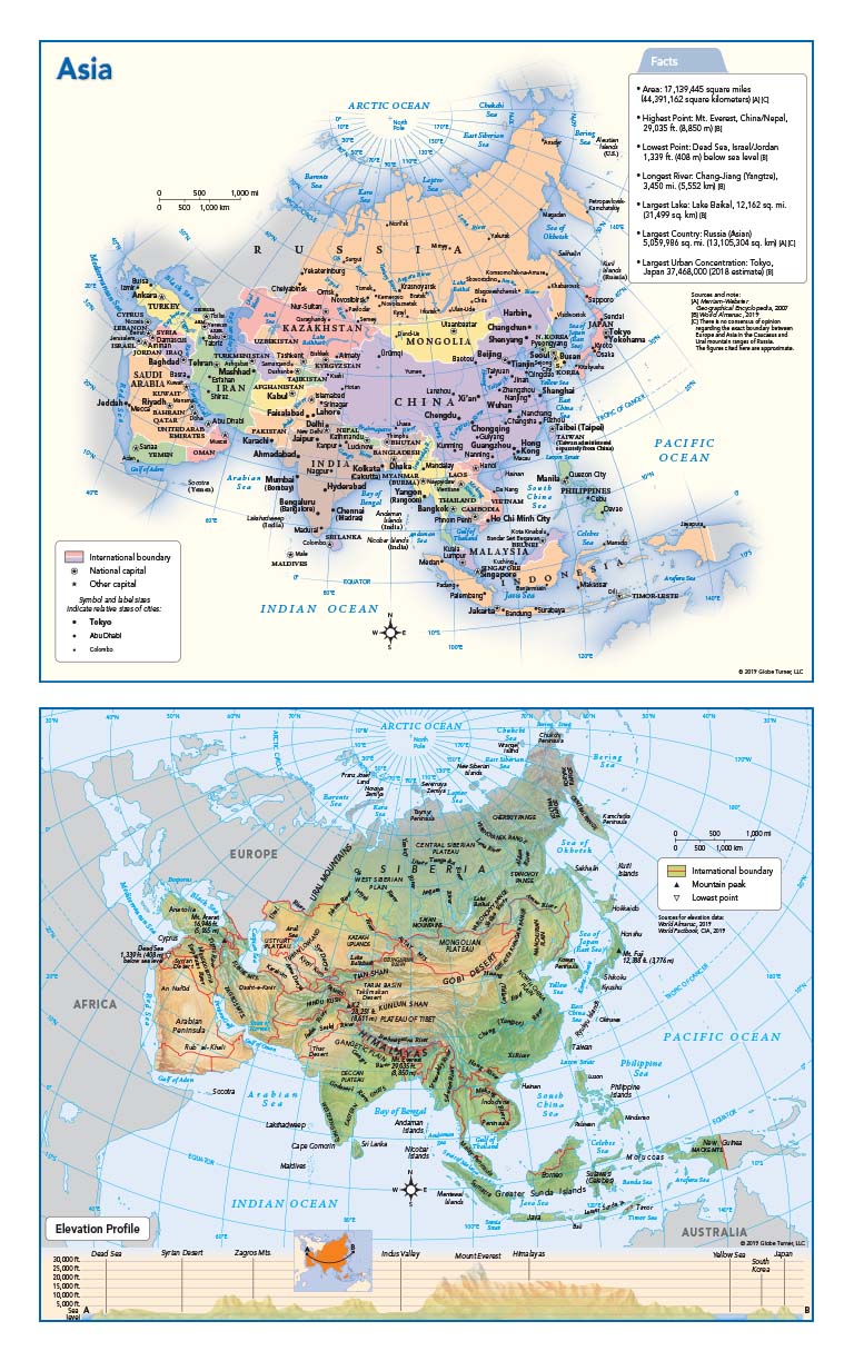 Asia Physical Wall Map By Geonova Mapsales Bilarasa Asia