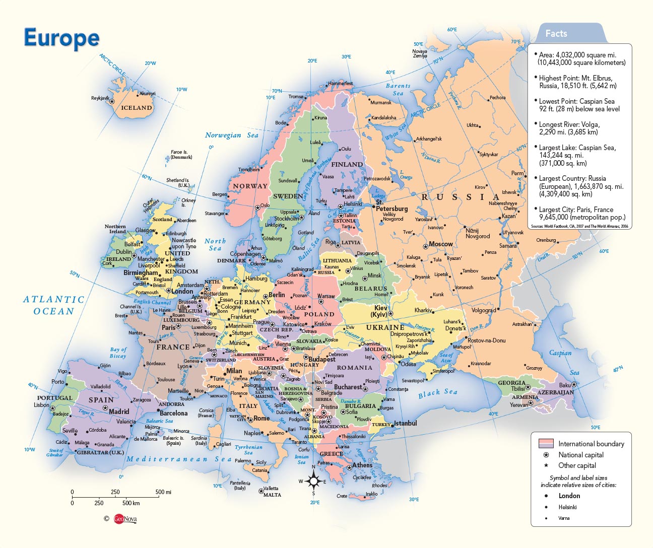 Wall Map Of Europe Europe Political