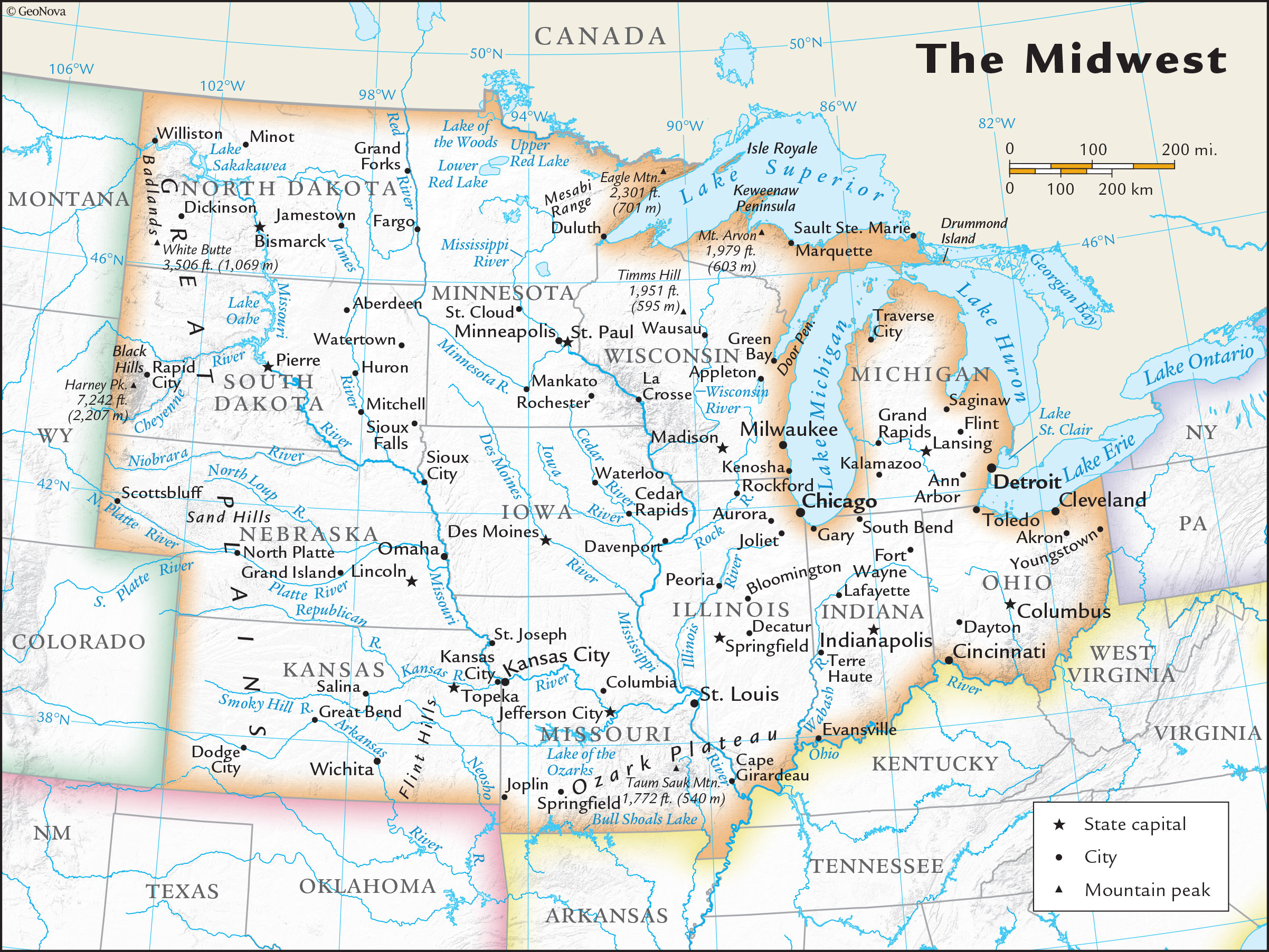 US Midwest Regional Wall Map by GeoNova MapSales