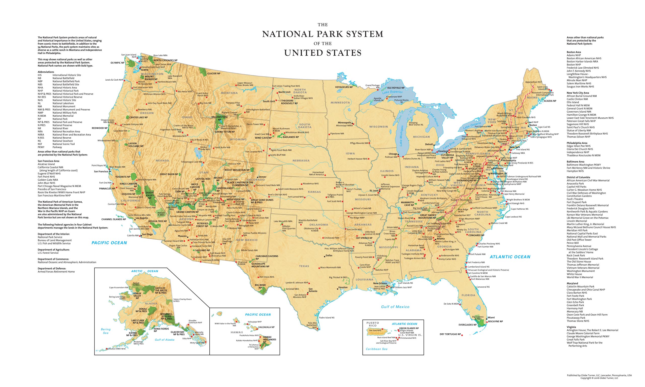 National Park System Of The United States Wall Map By Geonova Mapsales