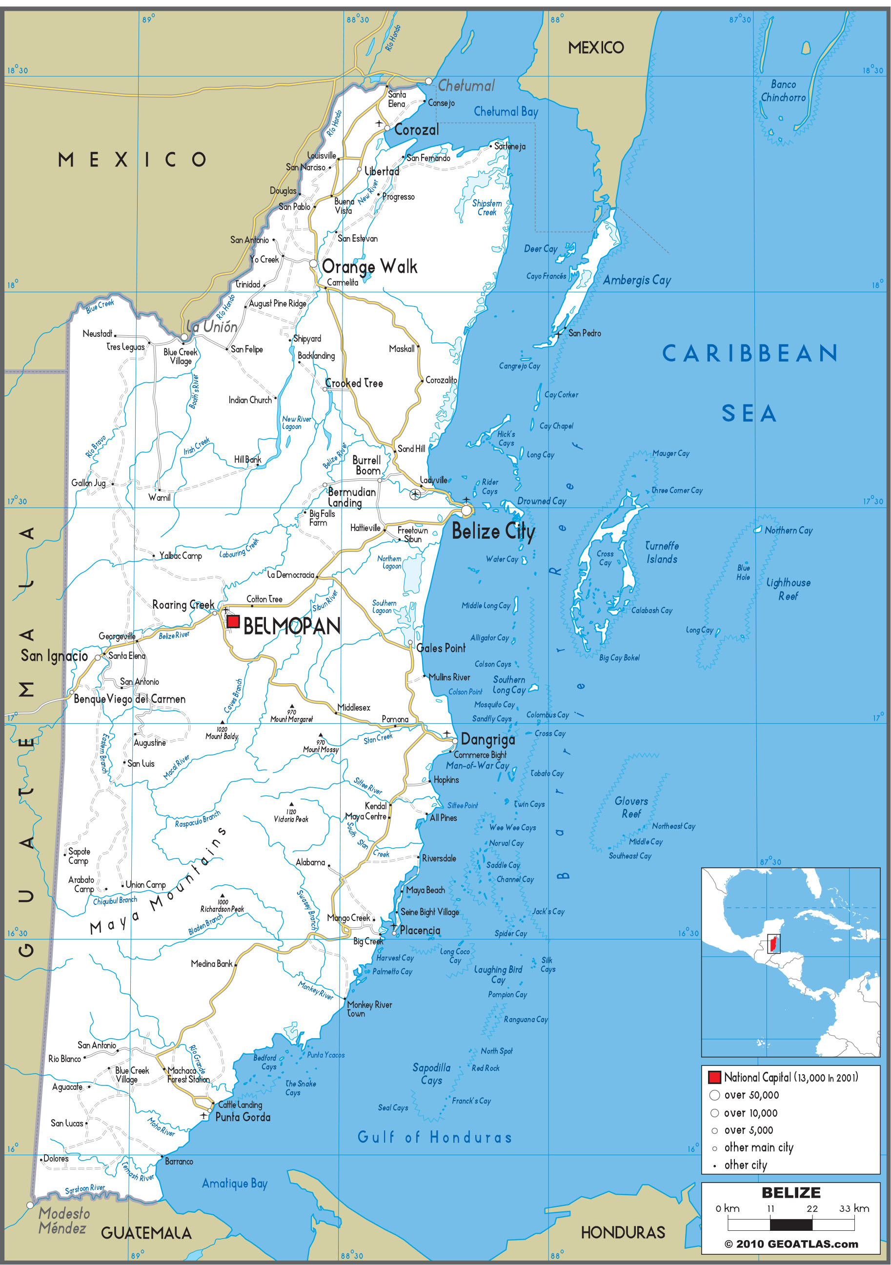 Belize Road Wall Map by GraphiOgre MapSales