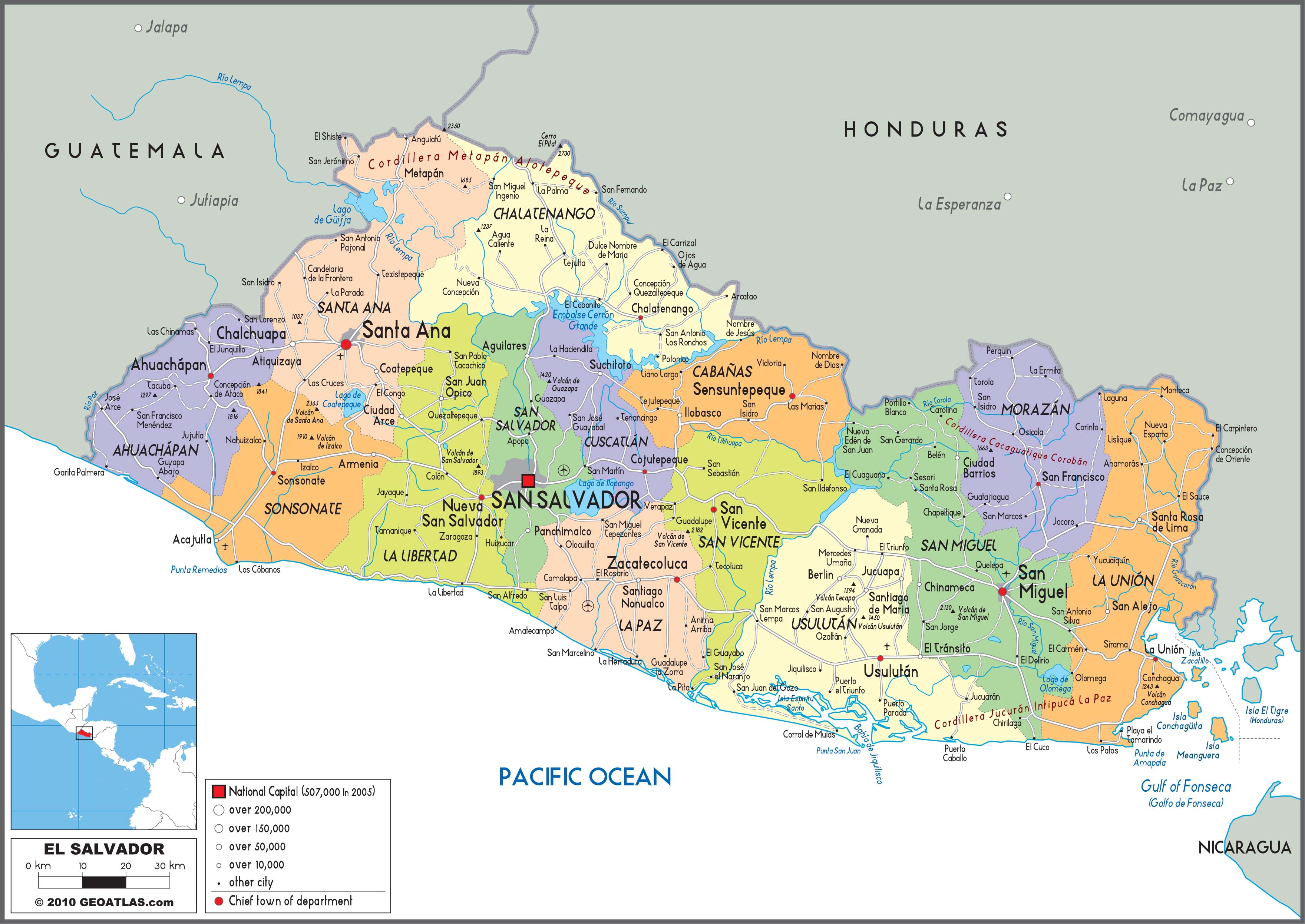 El Salvador Political Wall Map by GraphiOgre MapSales